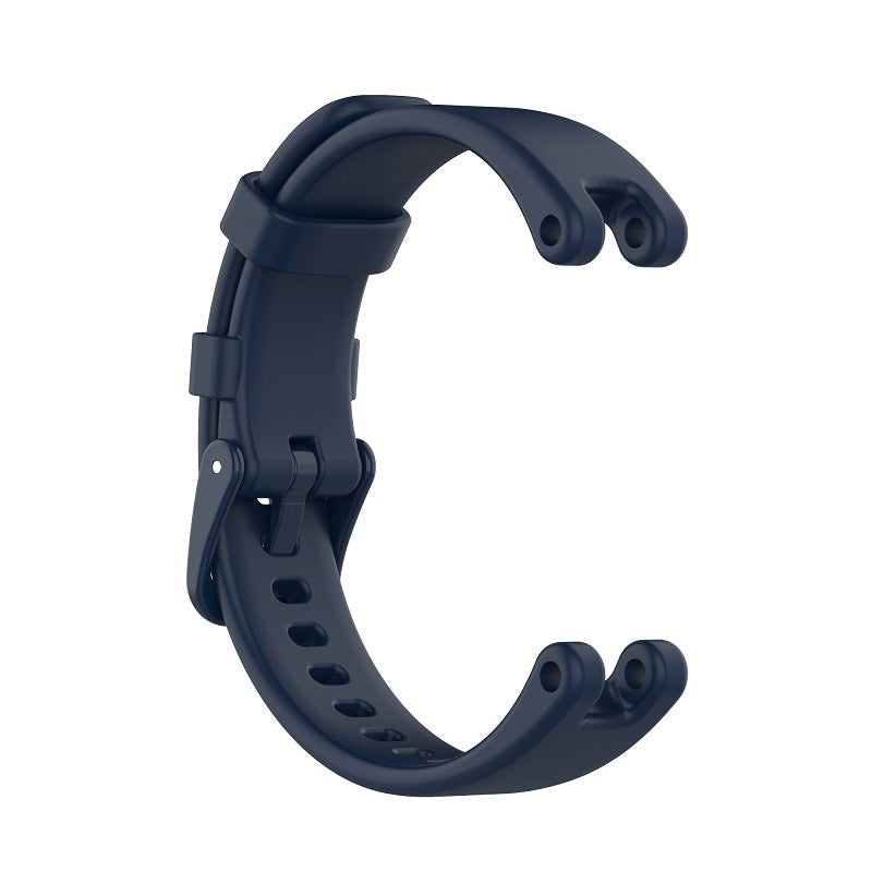 Navy blue silicone smartwatch band with adjustable holes and curved ear loops for Garmin Lily