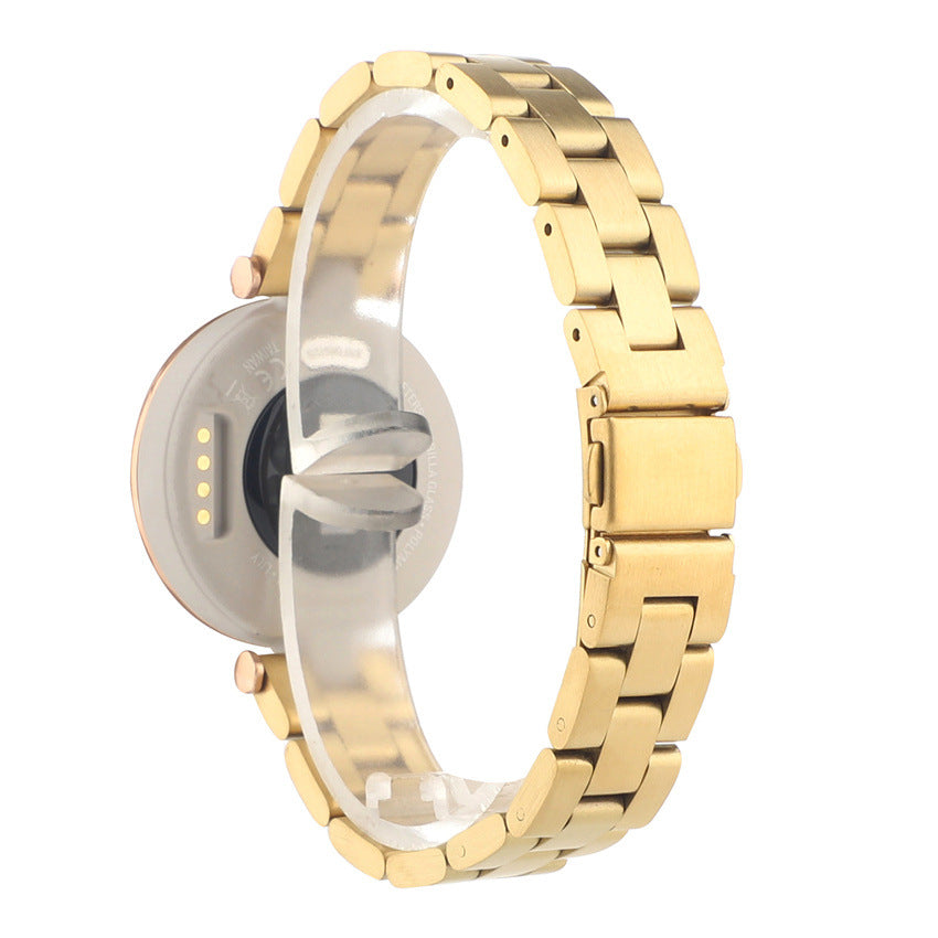 Gold stainless steel bracelet band for Garmin Lily smartwatch with link strap design