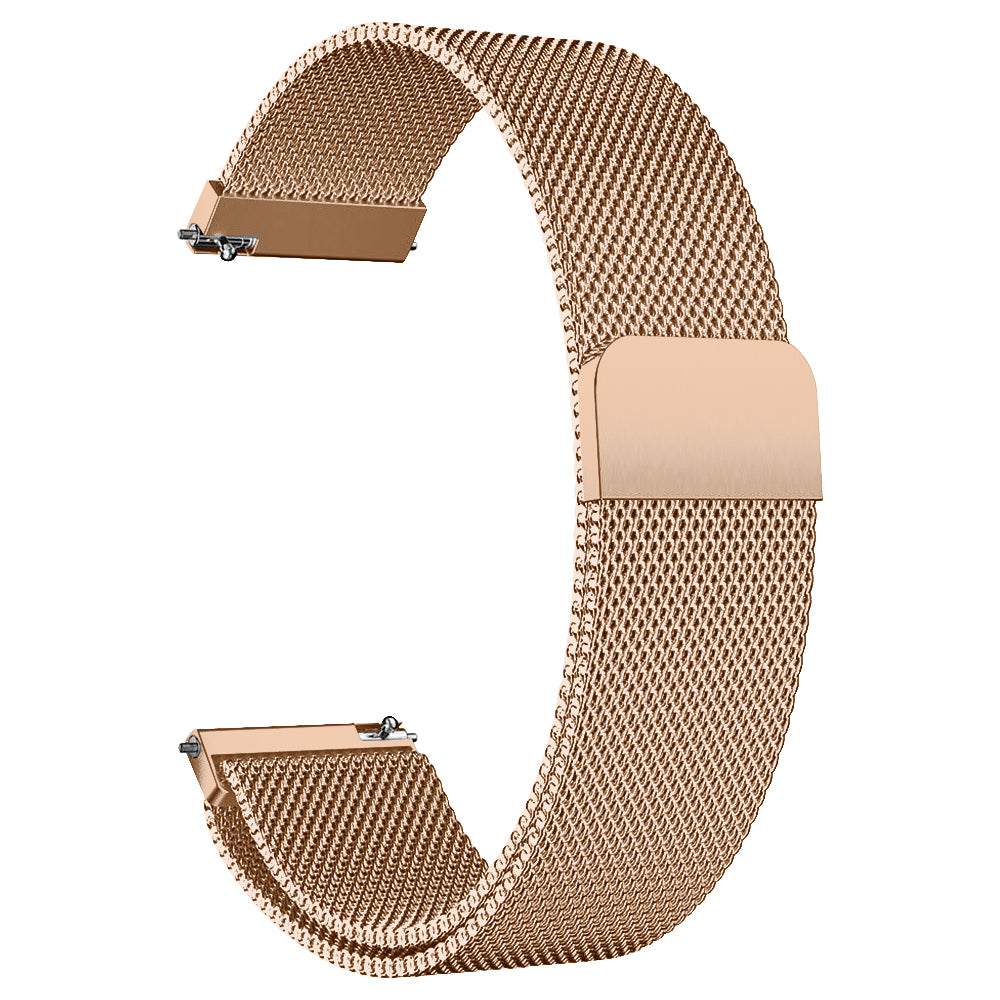 Rose gold milanese mesh band for Fitbit Versa smartwatch with magnetic clasp closure