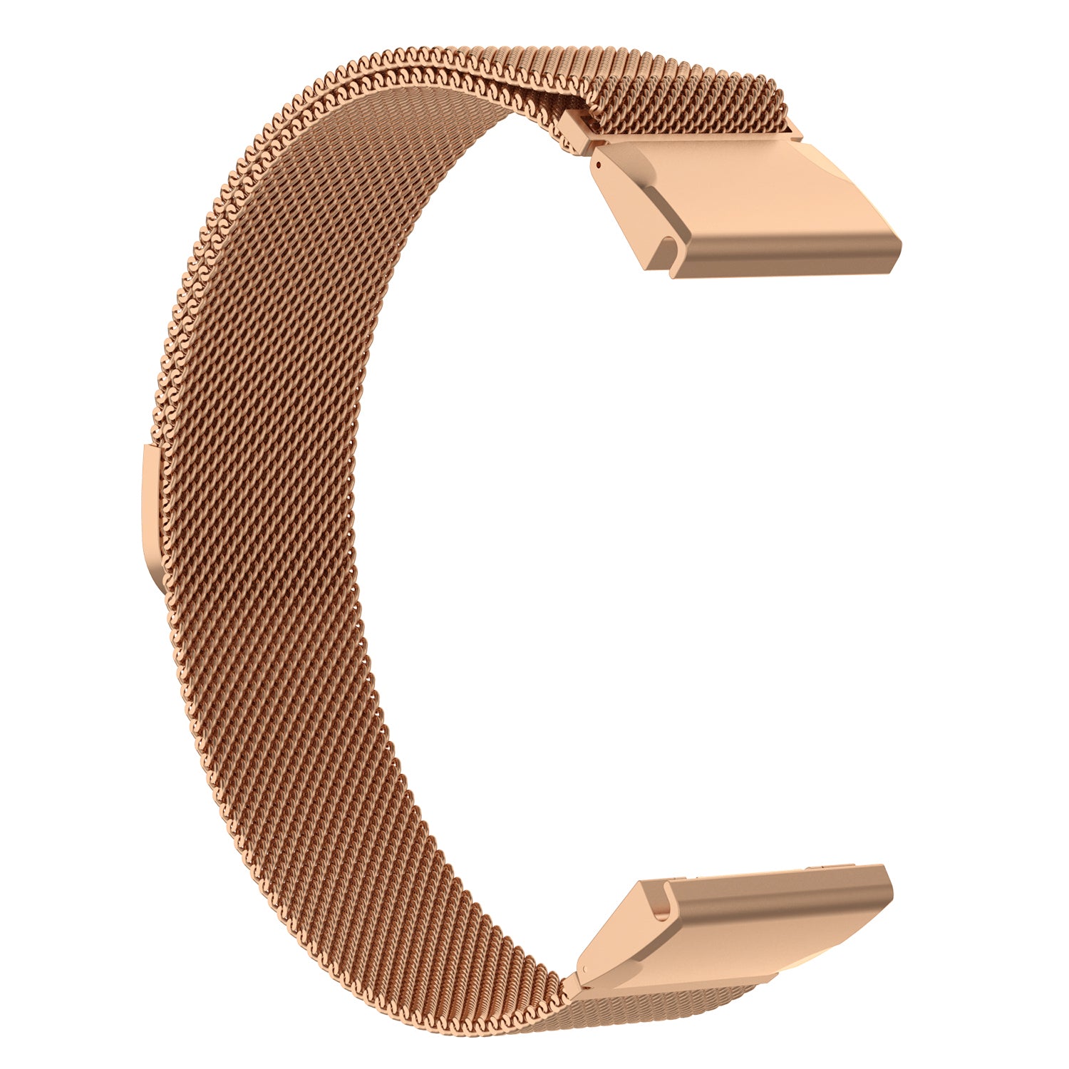 Rose gold Milanese loop watch band with magnetic clasp closure