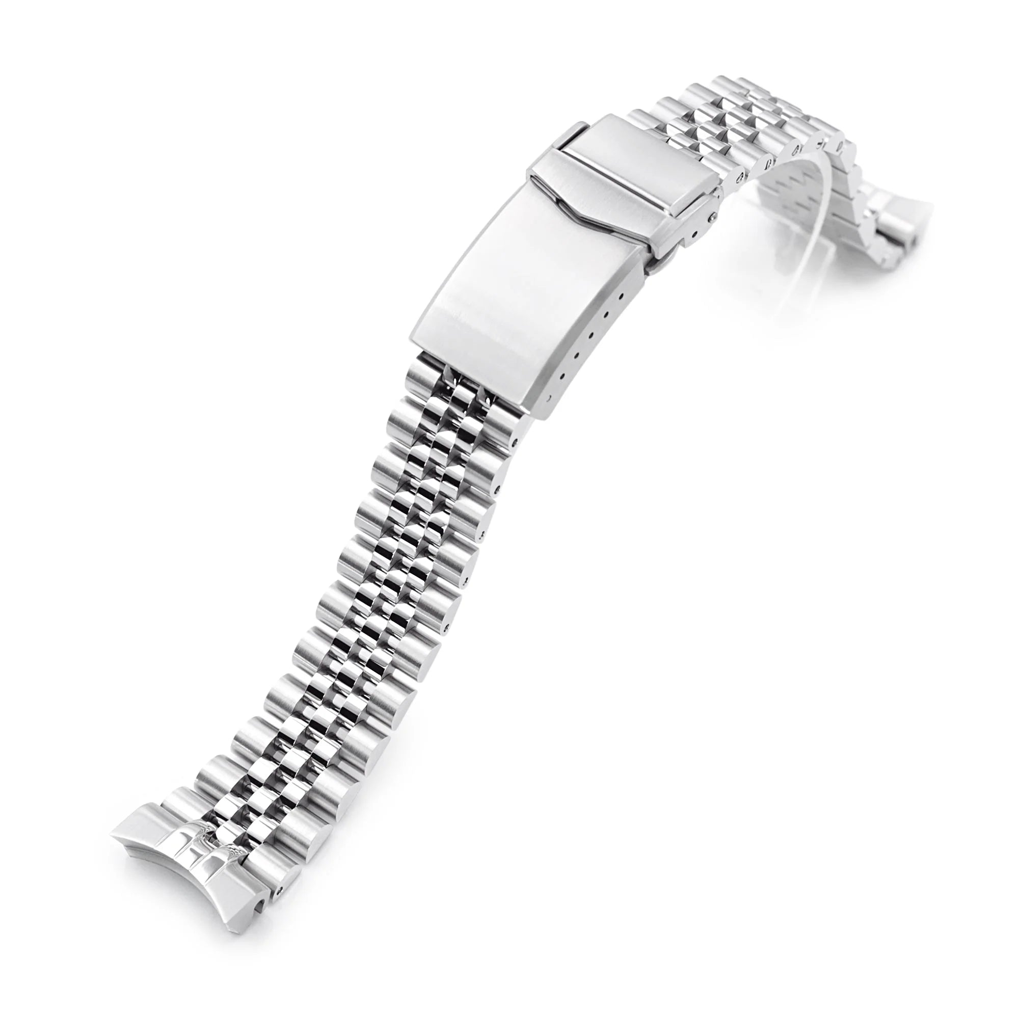 Stainless steel watch bracelet with solid links and deployment clasp for Grand Seiko 44GS models