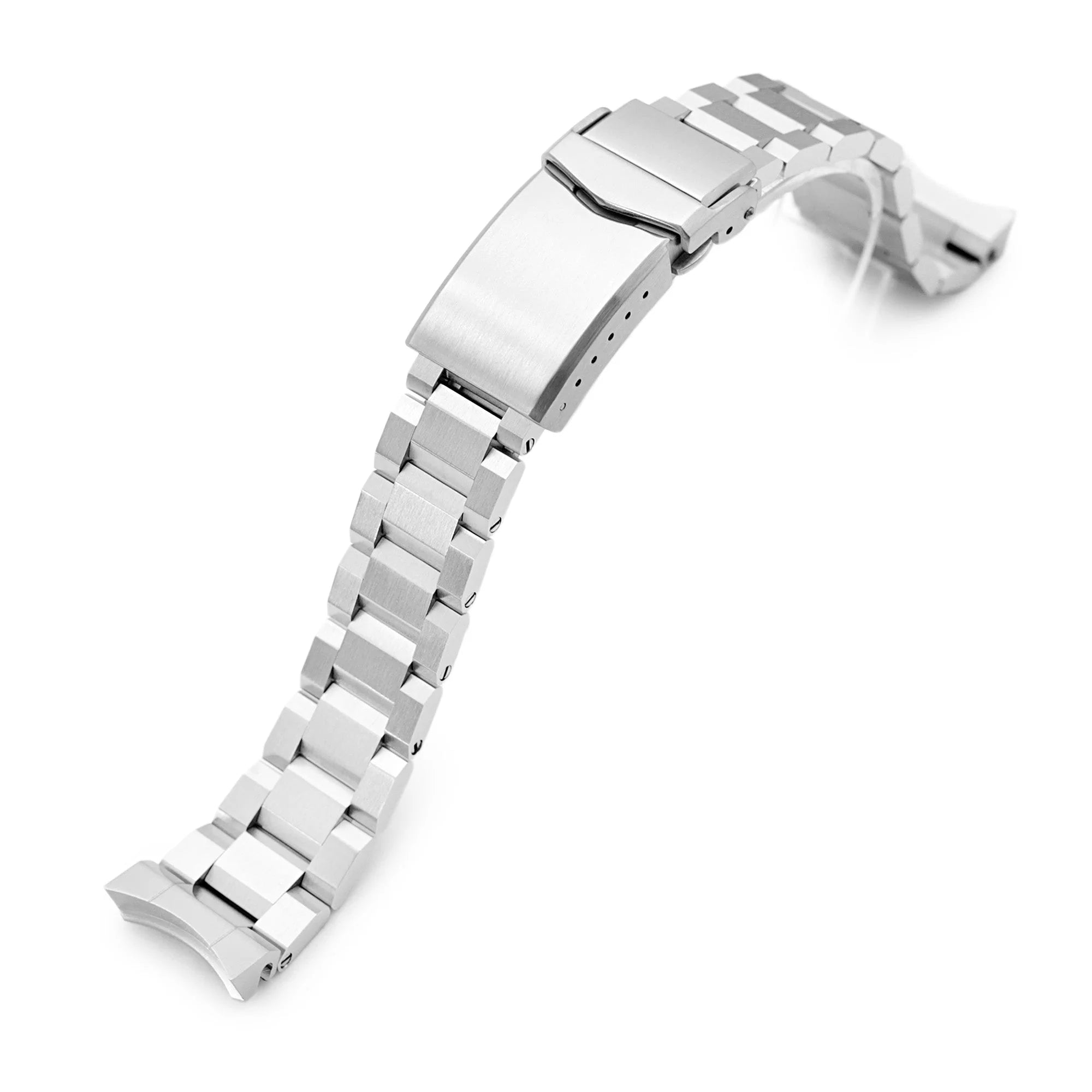 Strapcode Hexad III stainless steel bracelet 19mm for Grand Seiko 44GS watches with solid link construction and secure clasp