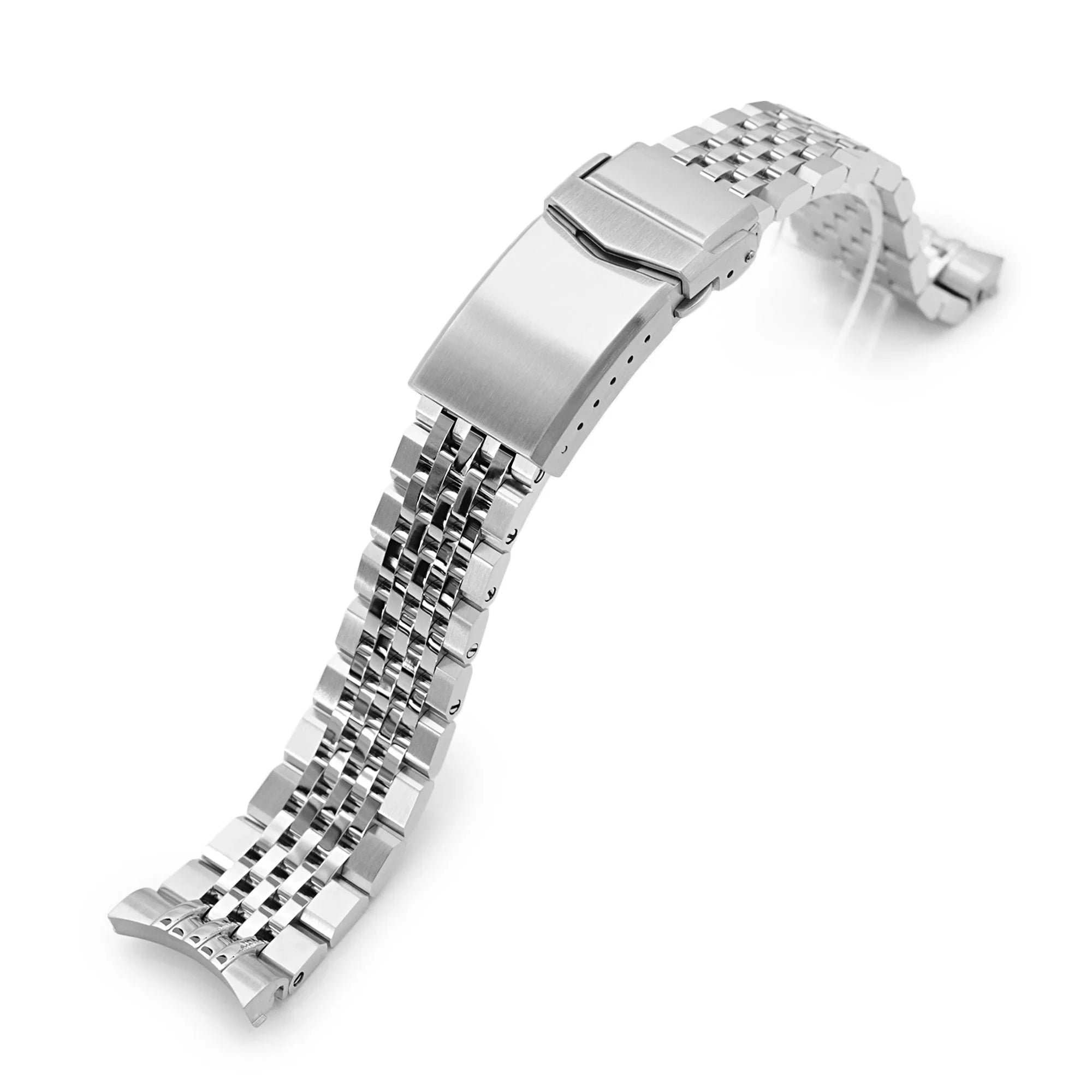 Stainless steel Asteroid bracelet for Omega Seamaster 41mm and Moonswatch watches with solid metal links and deployant clasp
