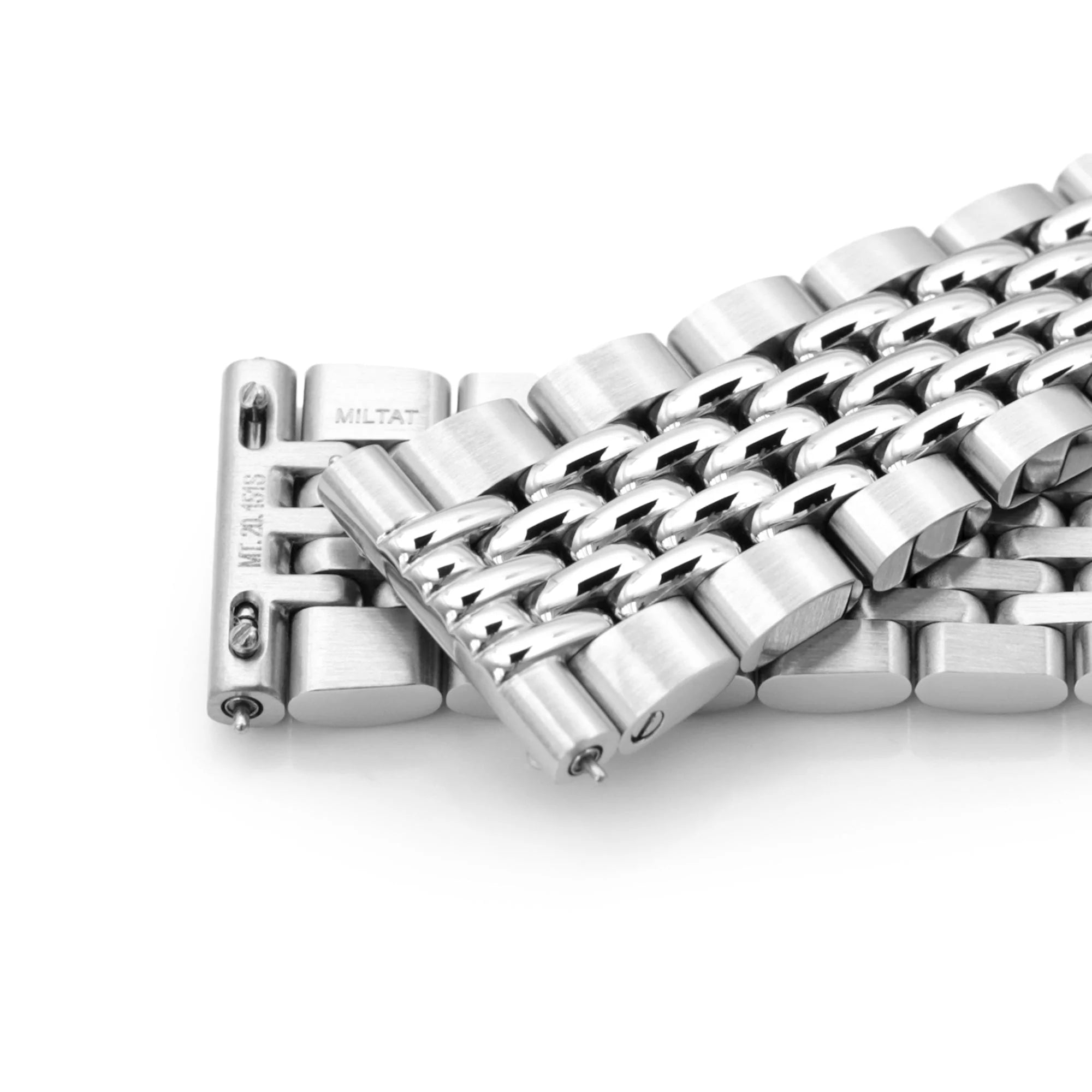 Strapcode Goma BOR polished steel watch bracelet with V-clasp closure and solid end links