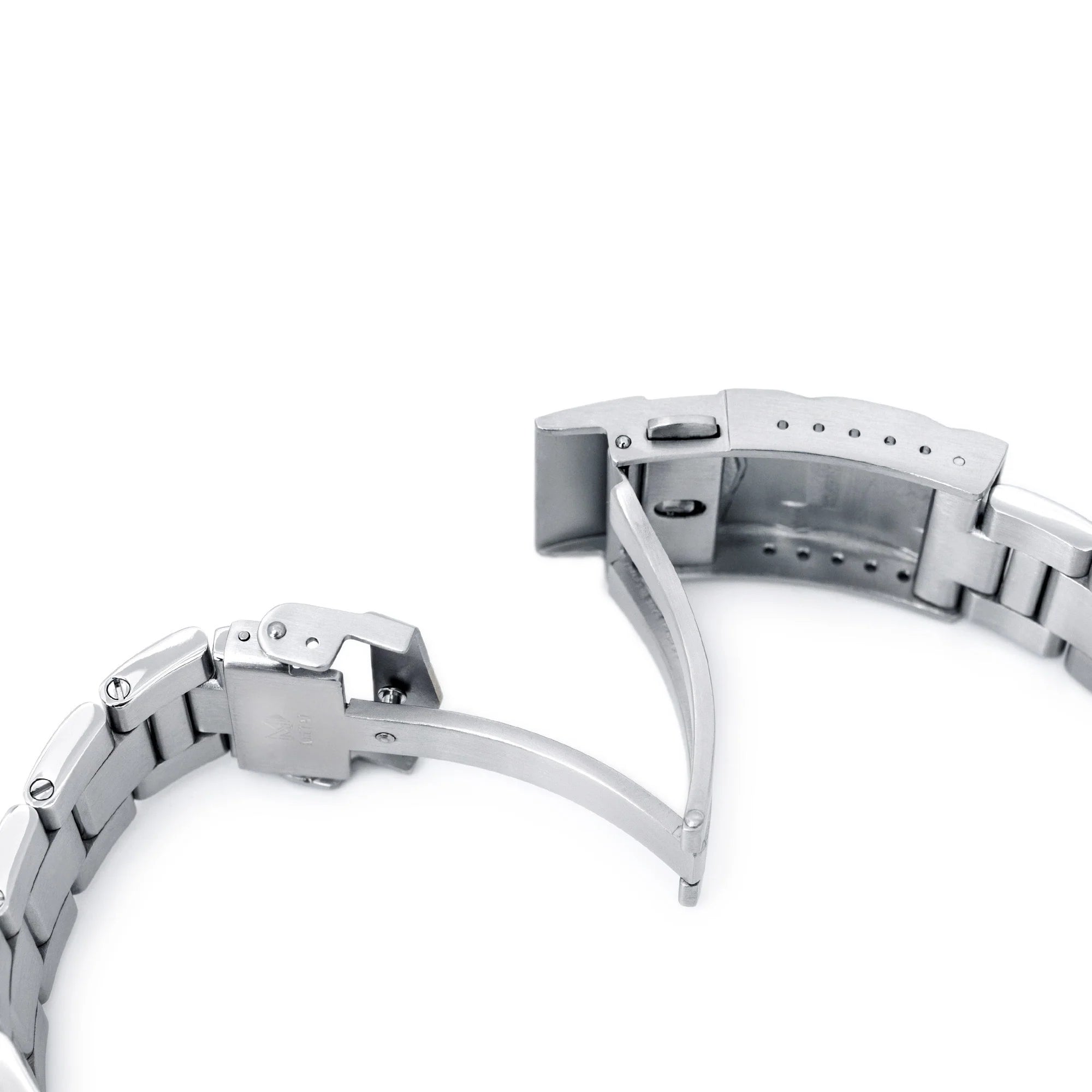 Stainless steel Super-O Boyer bracelet for Seiko SARB033 showing folded clasp and link construction detail