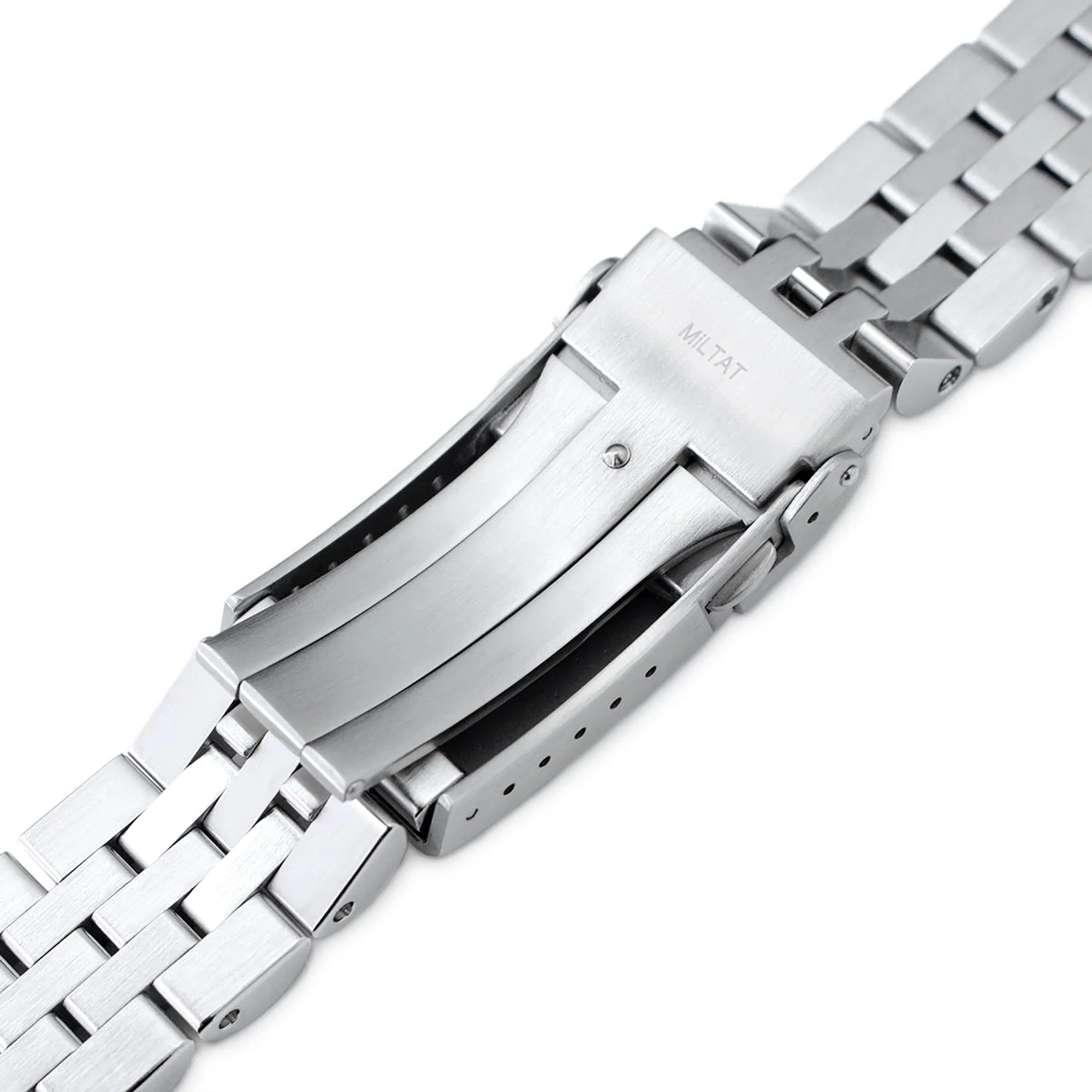 Stainless steel watch bracelet with solid links and folding clasp for Seiko Baby MarineMaster MM200 dive watch