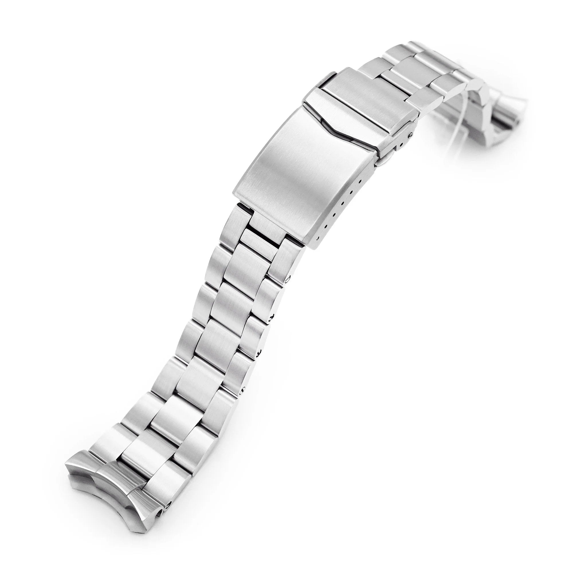 Stainless steel Super-O Boyer watch bracelet for Seiko 5 GMT SSK001 with solid links and deployant clasp