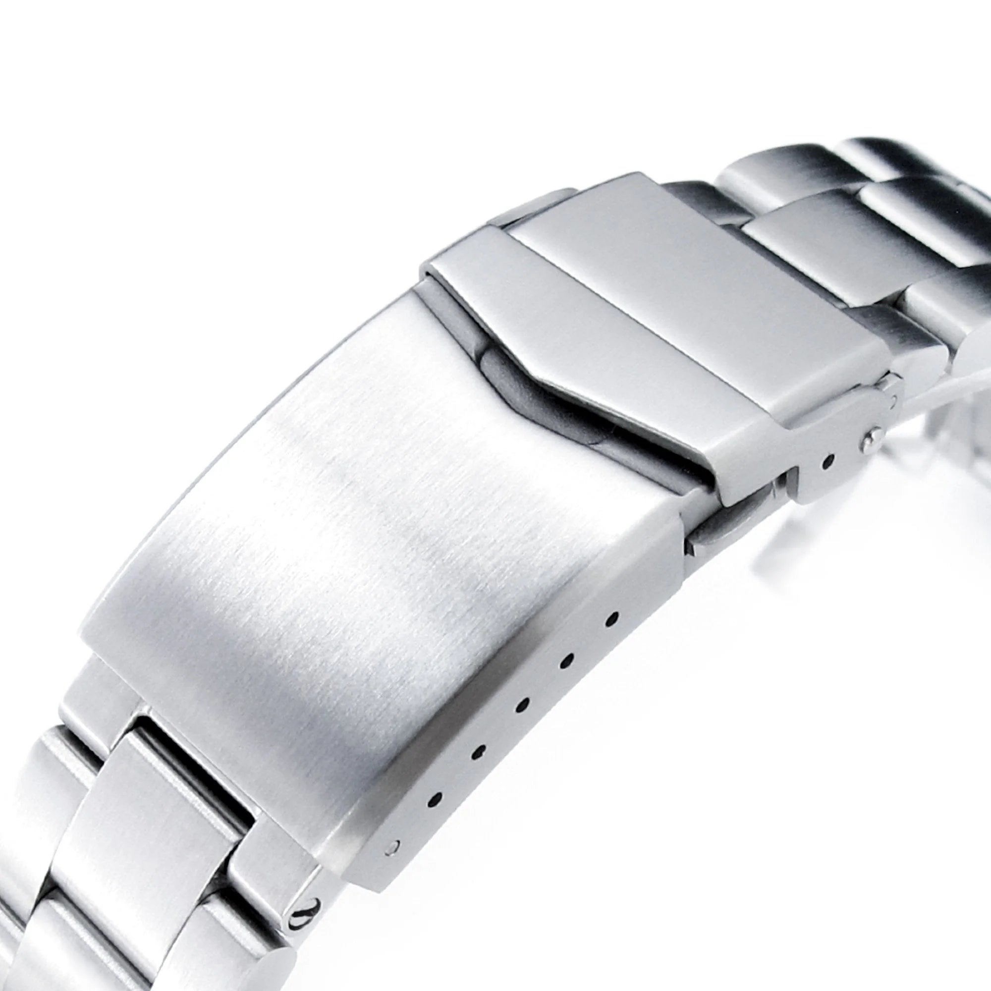 Stainless steel Super-O Boyer bracelet for Seiko 5 GMT SSK001 watch with polished and brushed finish links and secure clasp