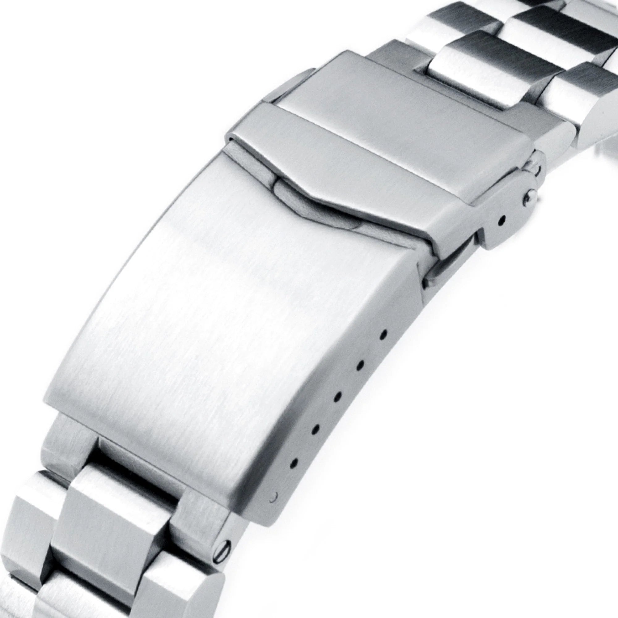 Strapcode Hexad stainless steel bracelet with solid end links for Seiko King Samurai watches, 22mm width