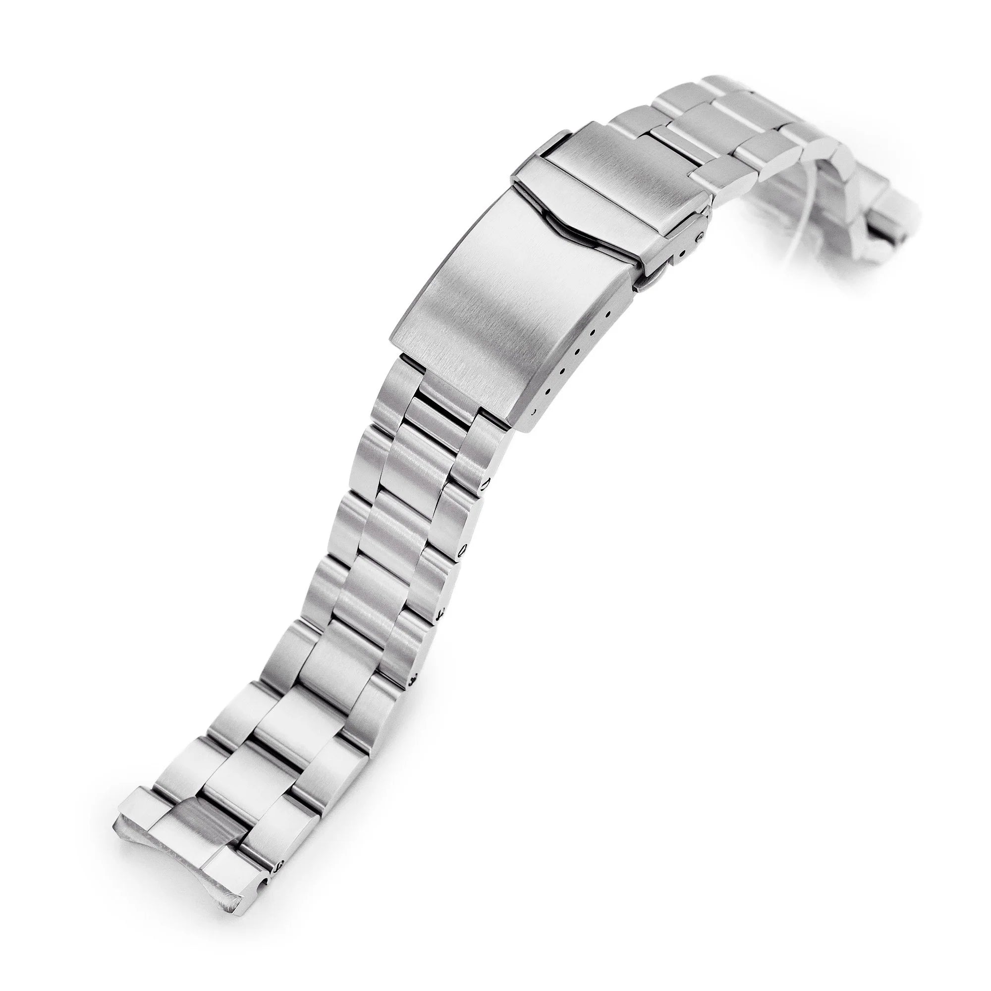 Stainless steel Super-O Boyer watch bracelet with solid end links and fold-over clasp for Seiko SPB143 63MAS dive watch