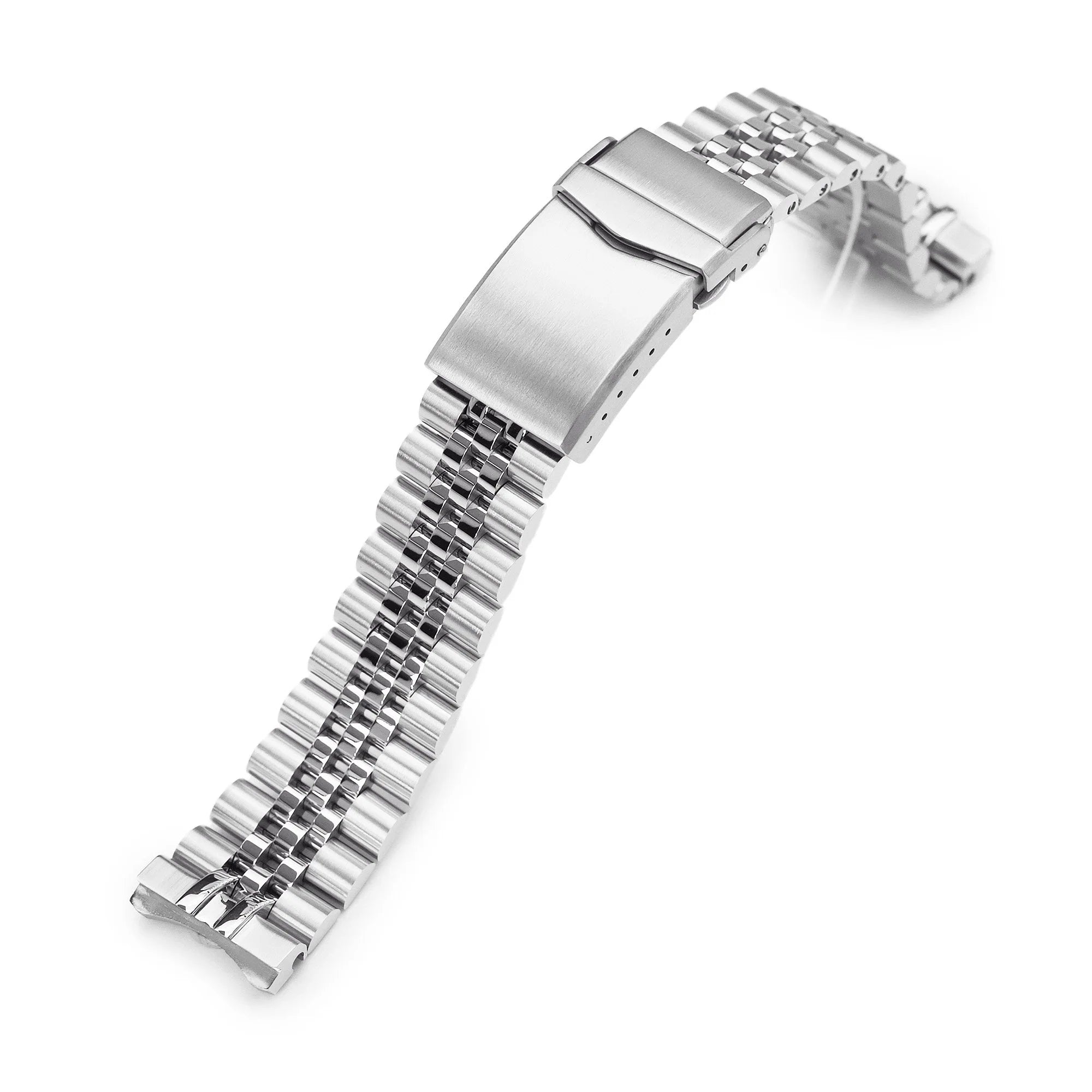 Stainless steel Super-J Louis watch bracelet with solid links and fold-over clasp for Seiko SPB143 63MAS dive watch