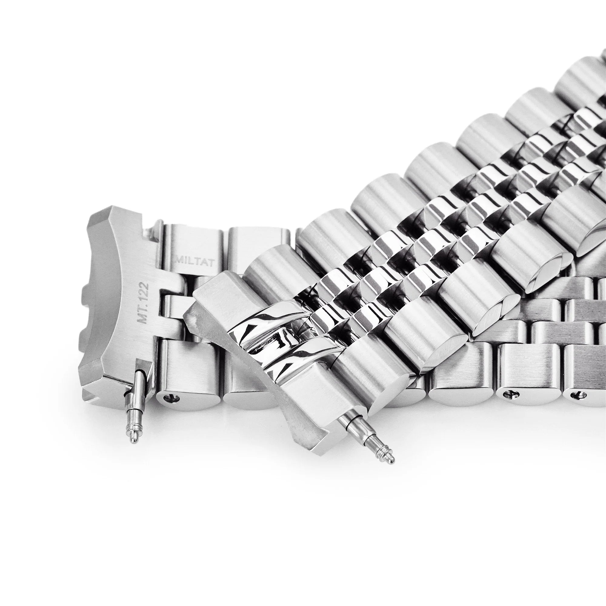 Strapcode Super-J Louis solid stainless steel watch bracelet for Seiko SPB143 63MAS, featuring polished center links and brushed outer links