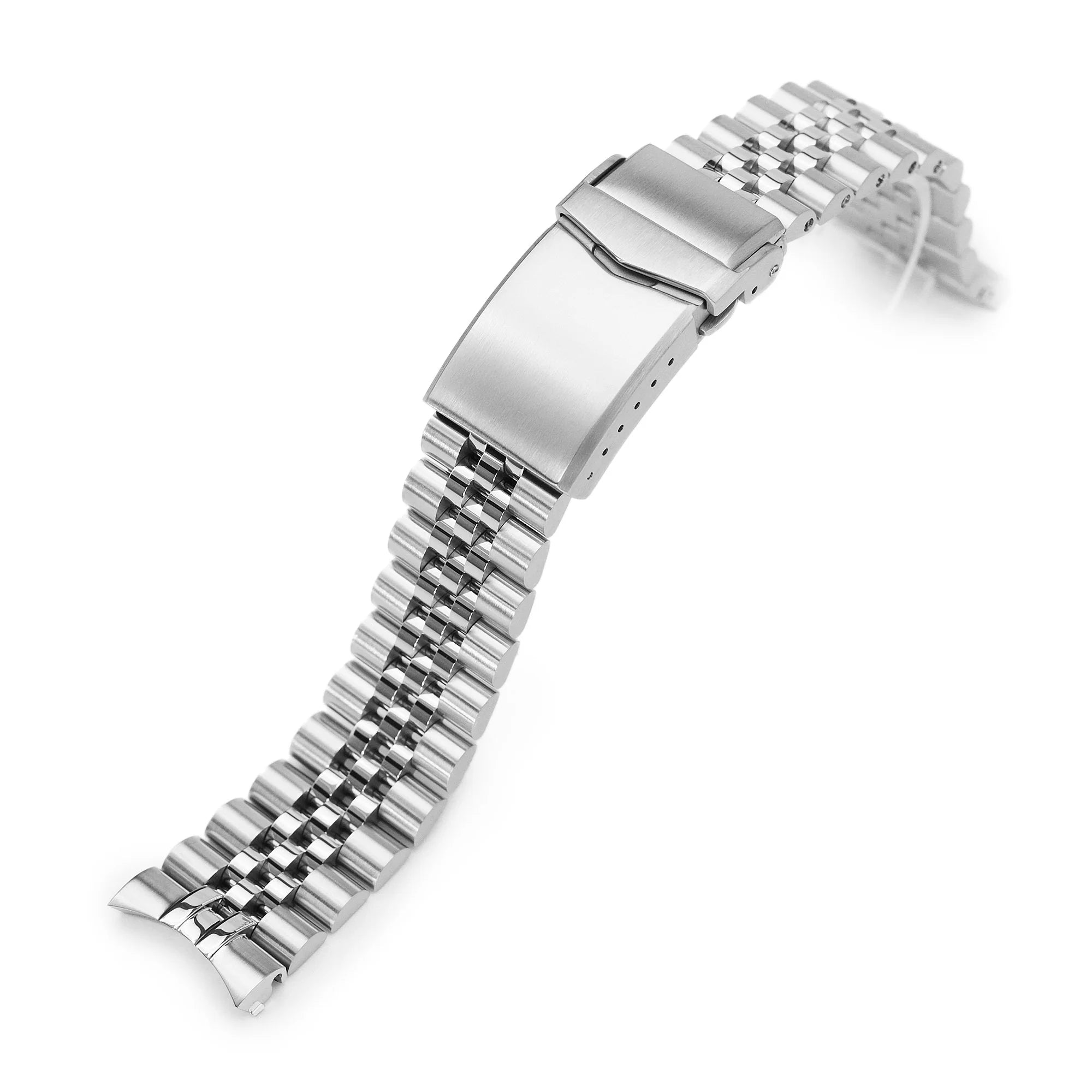 Super-J Louis stainless steel bracelet for Omega Seamaster 41mm and Moonswatch with 20mm lug width, featuring solid metal links and secure clasp