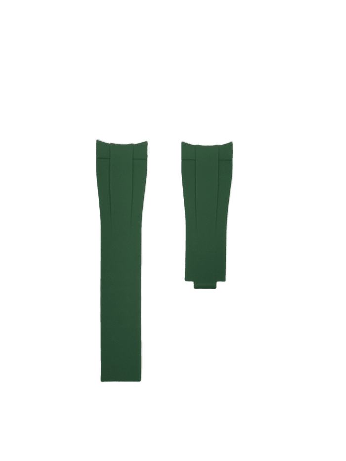 Green curved rubber watch strap with flexible design for Rolex watches