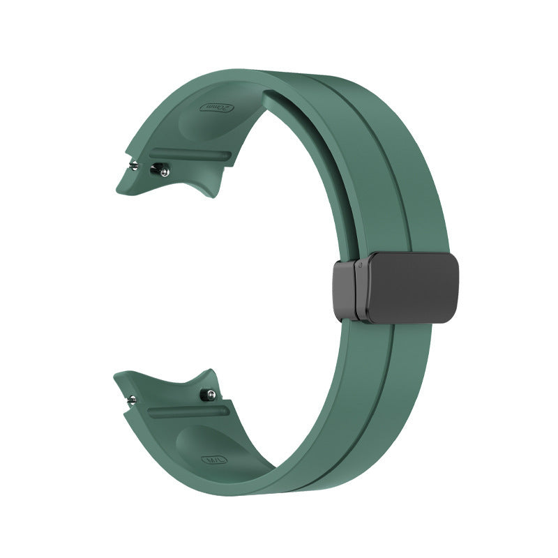 Sage green silicone smartwatch band with magnetic buckle closure for Galaxy Watch 4-7 and Vivomove HR