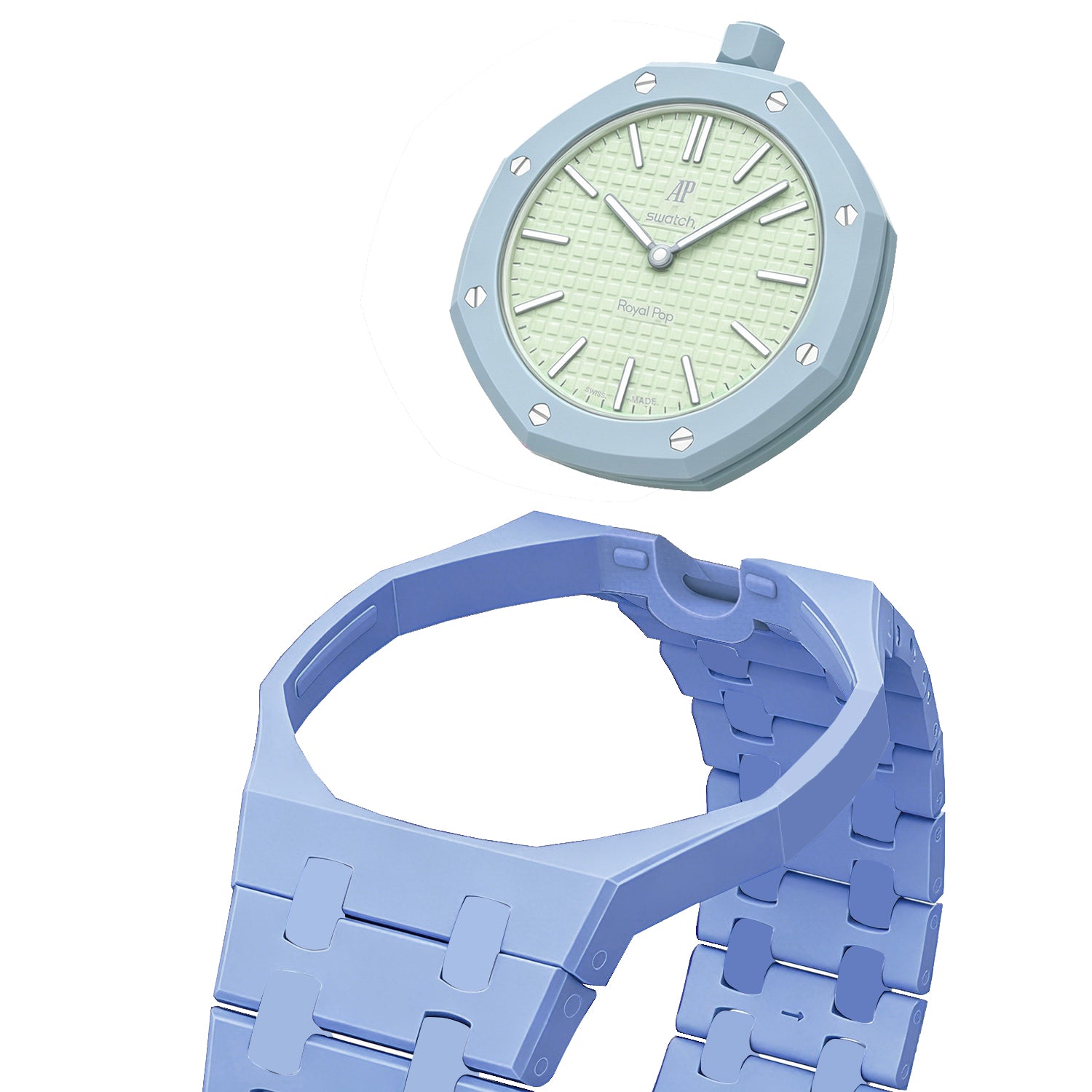 [AP x Swatch Royal Pop] Bioceramic Strap - Sky Blue | 12 O'Clock Crown