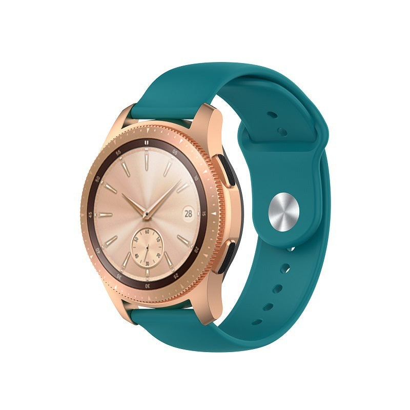 Teal silicone loop watch band with quick release mechanism for rose gold smartwatch, adjustable fit