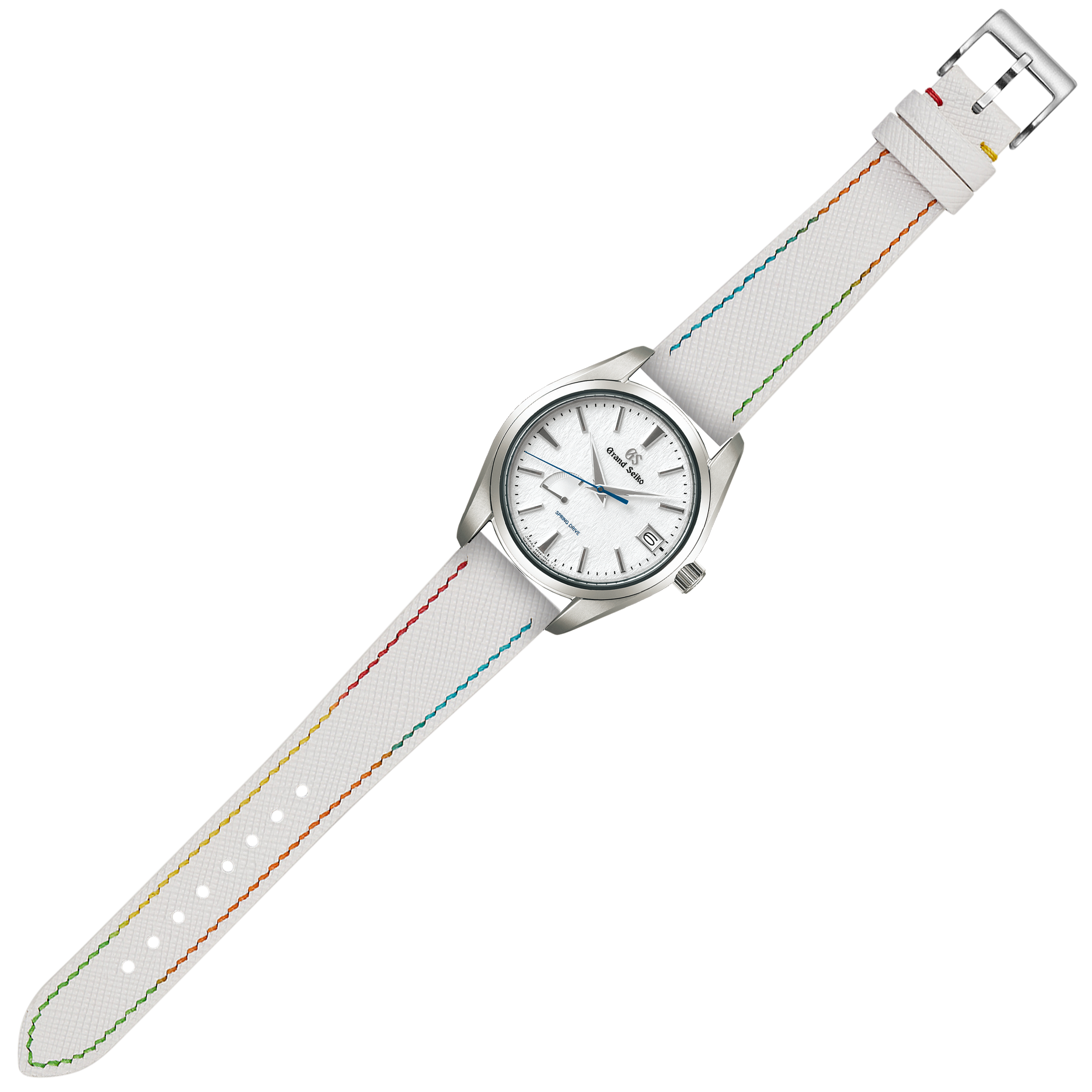[Google Pixel] Chevre Saffiano - White | Rainbow Stitching