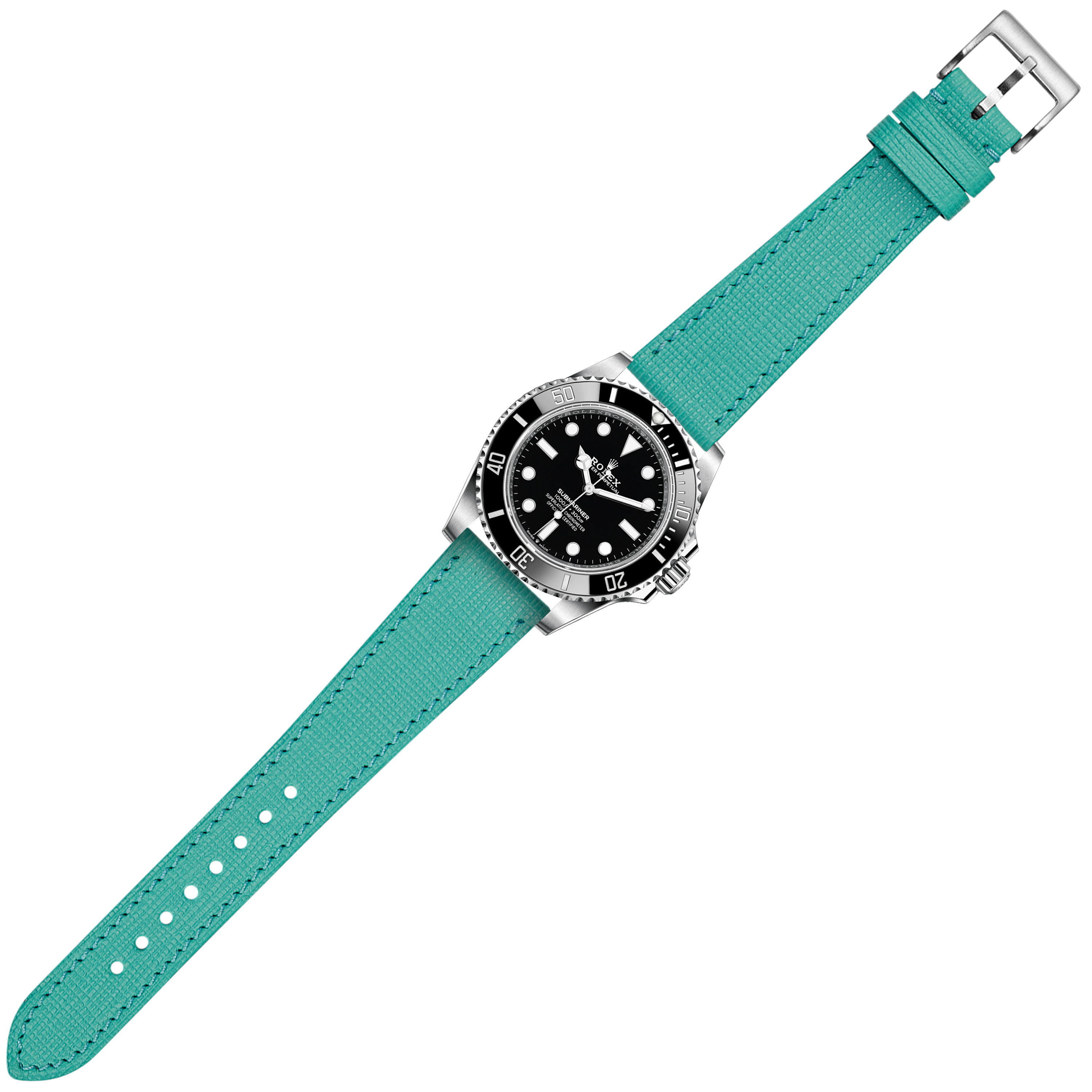 [Fitbit Versa 3 & 4/Sense 1 & 2] Chevre Saffiano Leather - Tiffany Blue