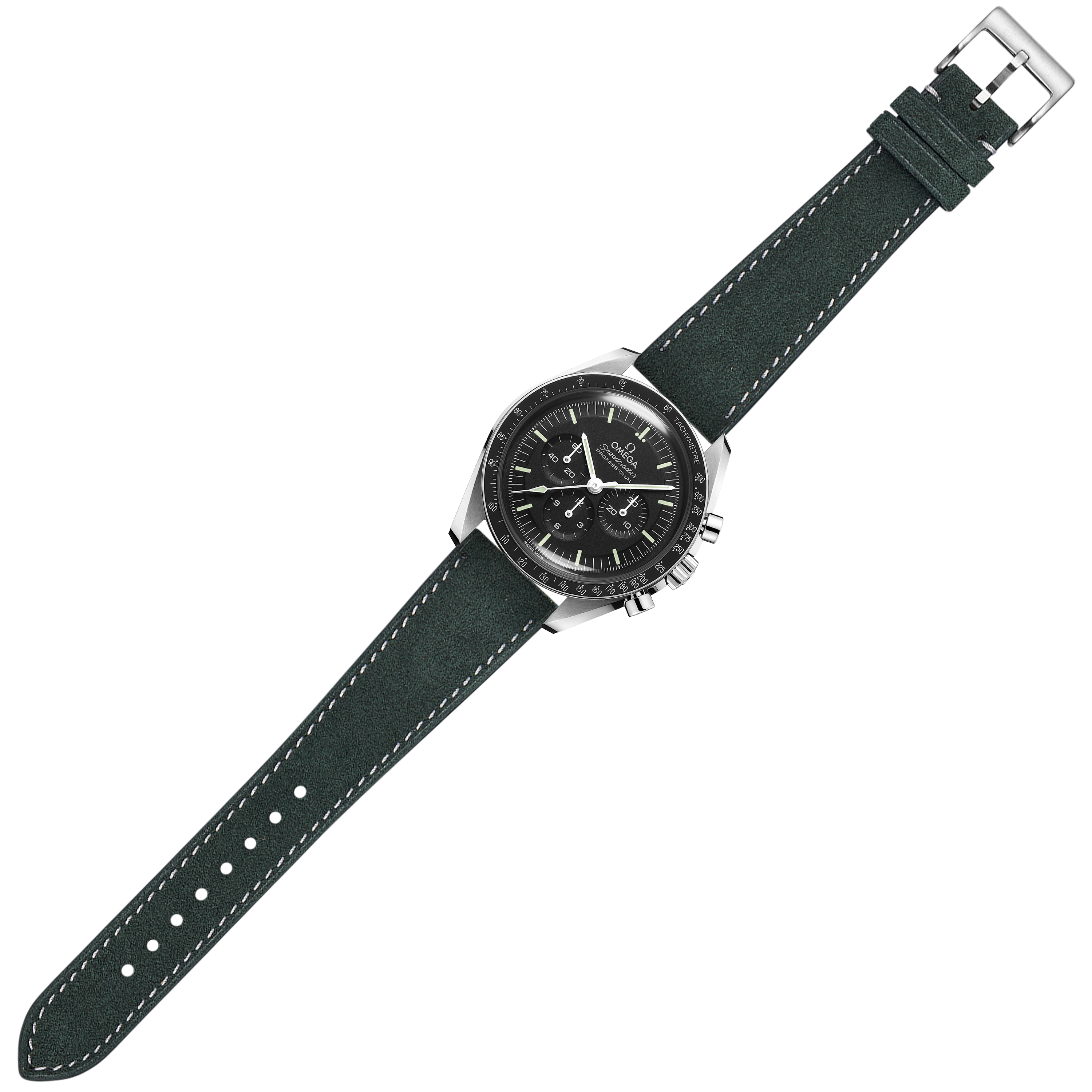 [Tissot Prx 40] Alcantara Leather - Green | White Stitching