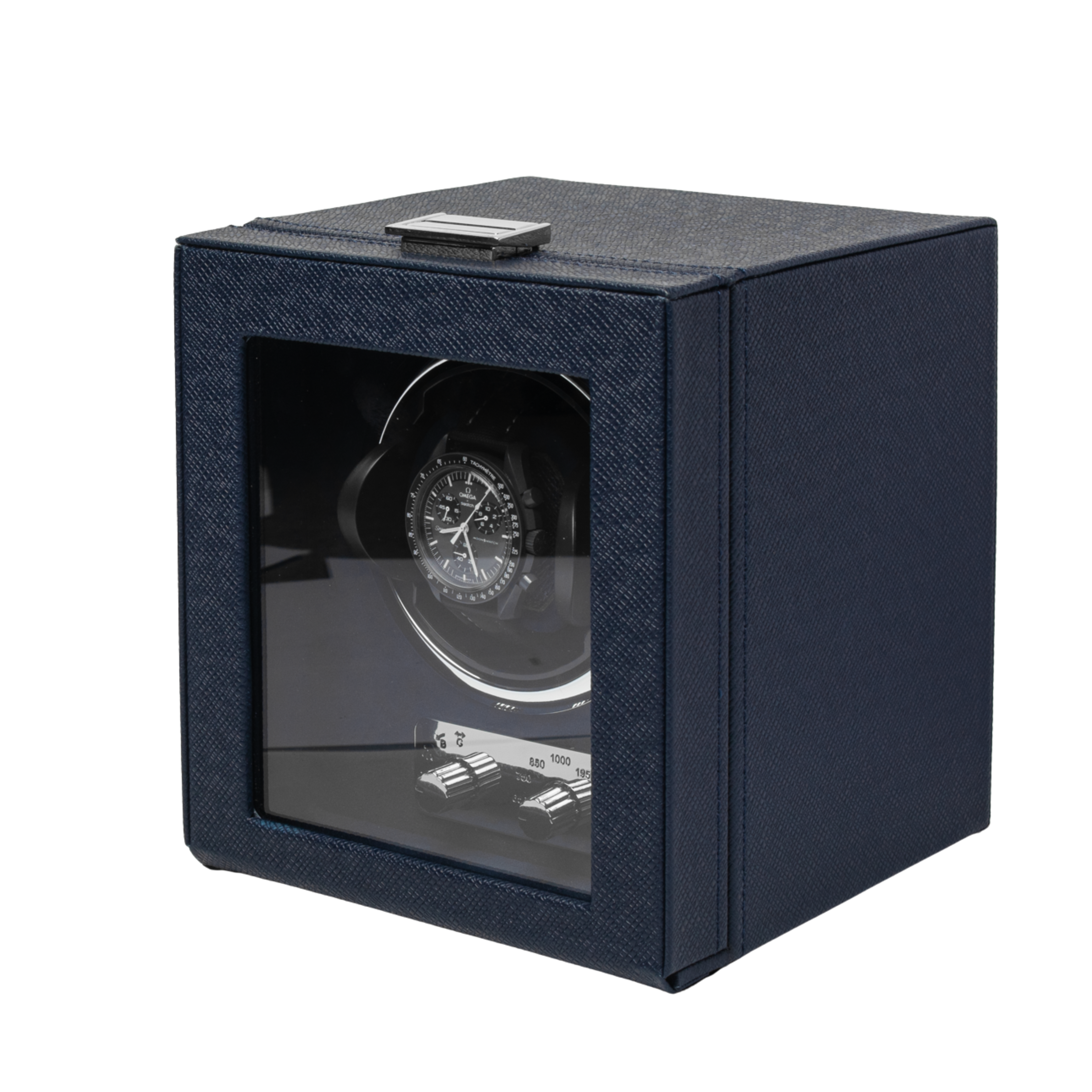 Watch Winder -  Saffiano Leather (Single/Double) | Navy Blue