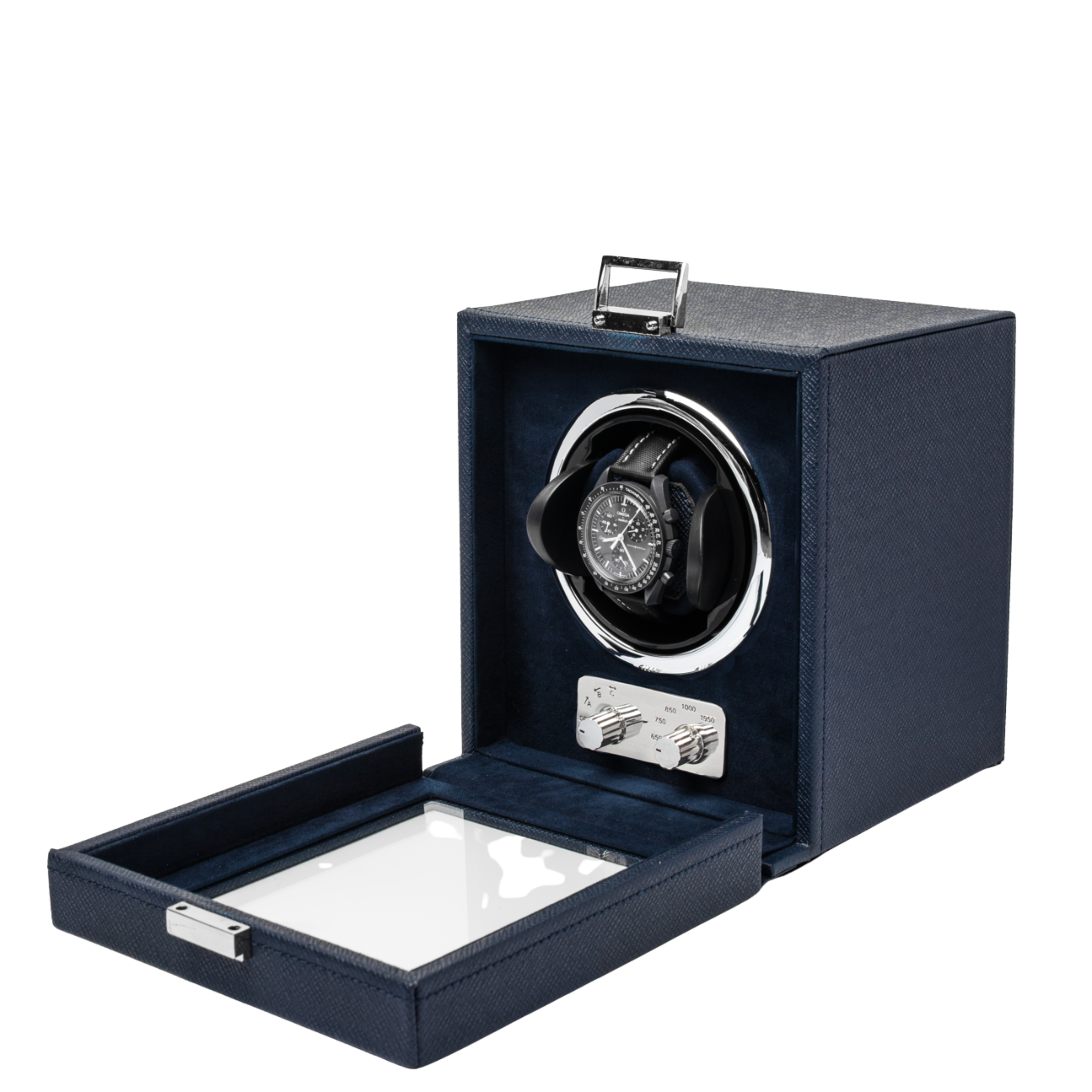Watch Winder -  Saffiano Leather (Single/Double) | Navy Blue