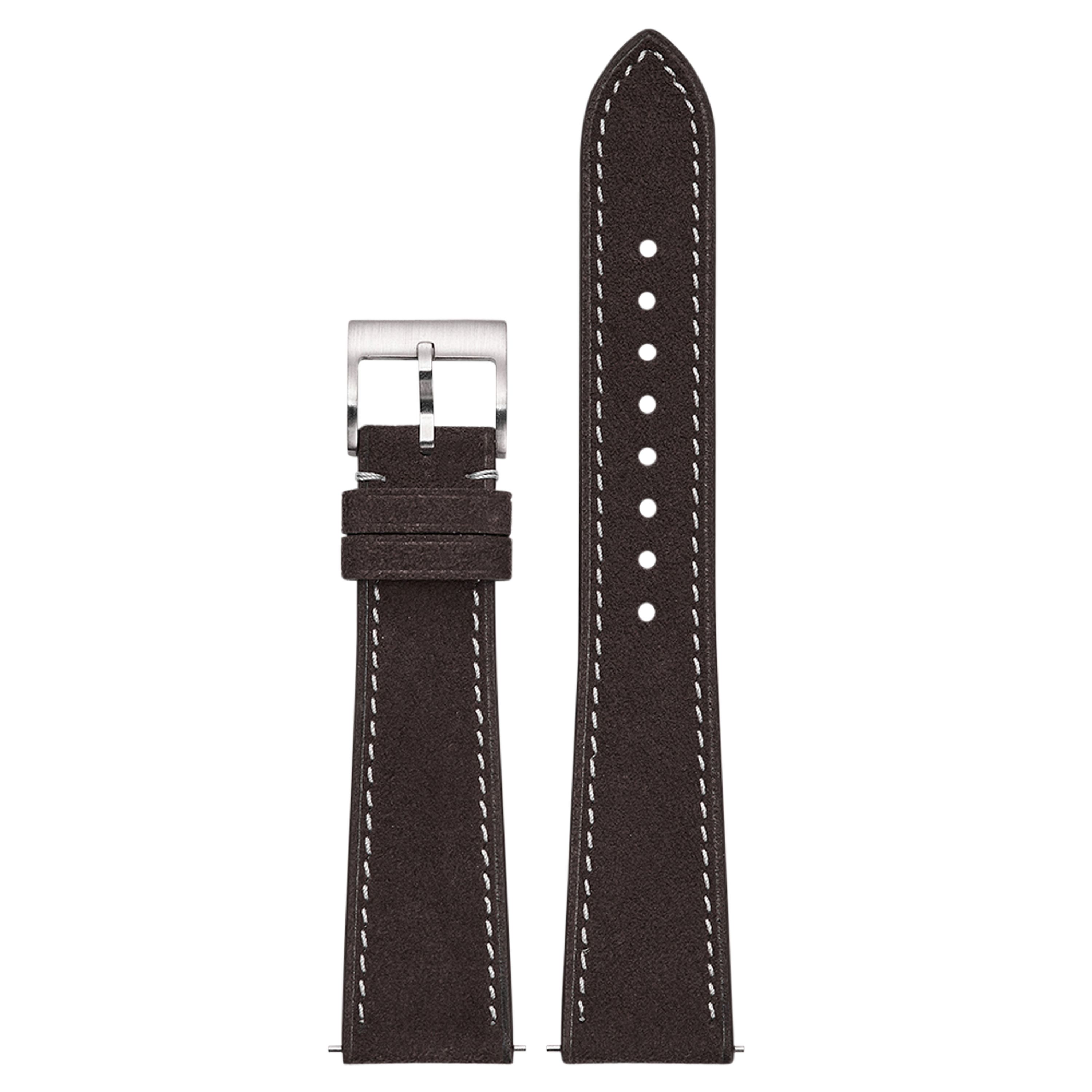 [Fitbit Versa 3 & 4/Sense 1 & 2] Alcantara Leather - Dark Brown | White Stitching