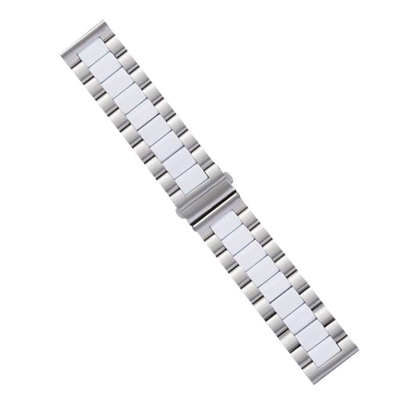 [Quick Release] Steel Bracelet with Deployant Clasp - Silver/White