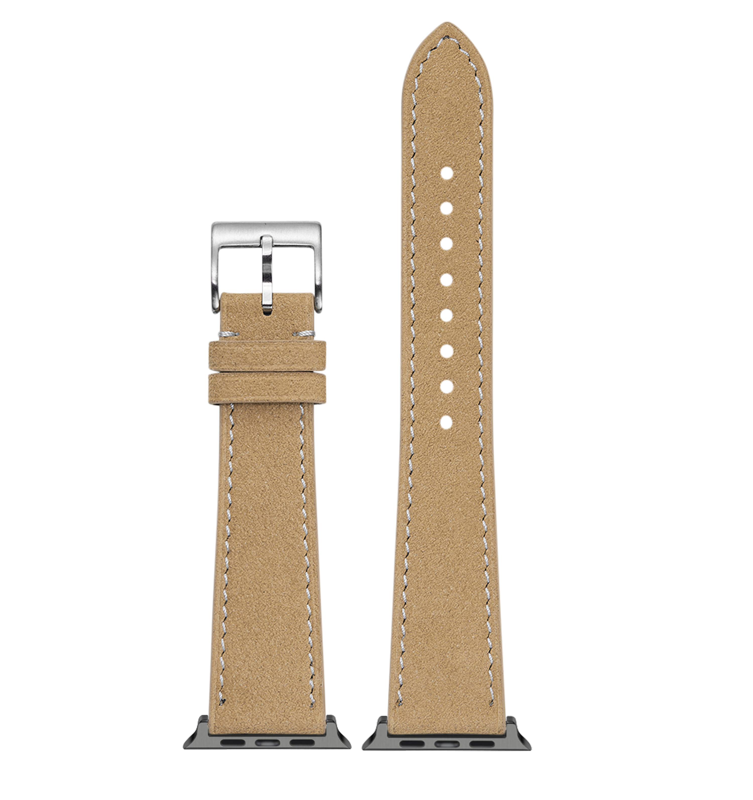 [Fitbit Charge 3 / 4] Alcantara Leather - Brown | White Stitching
