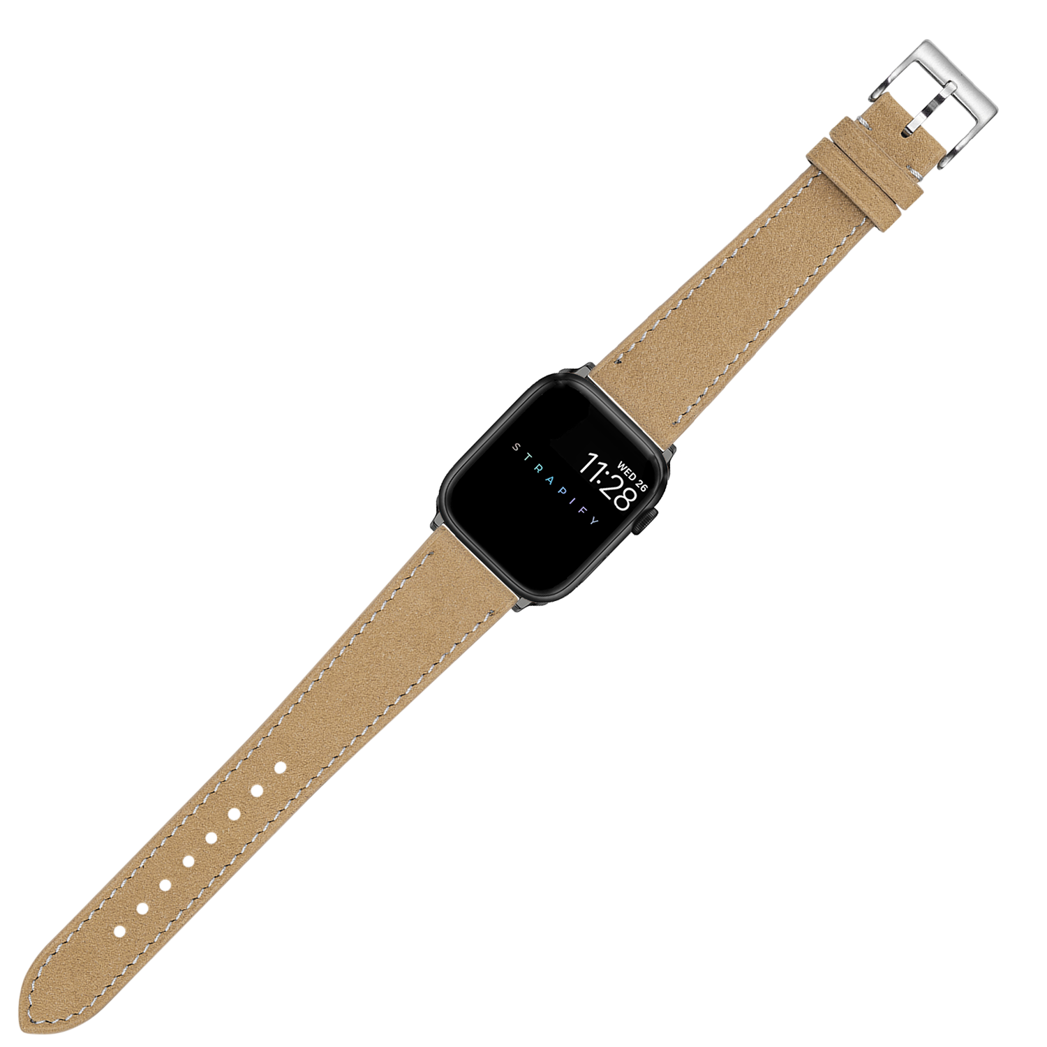[Fitbit Charge 3 / 4] Alcantara Leather - Brown | White Stitching