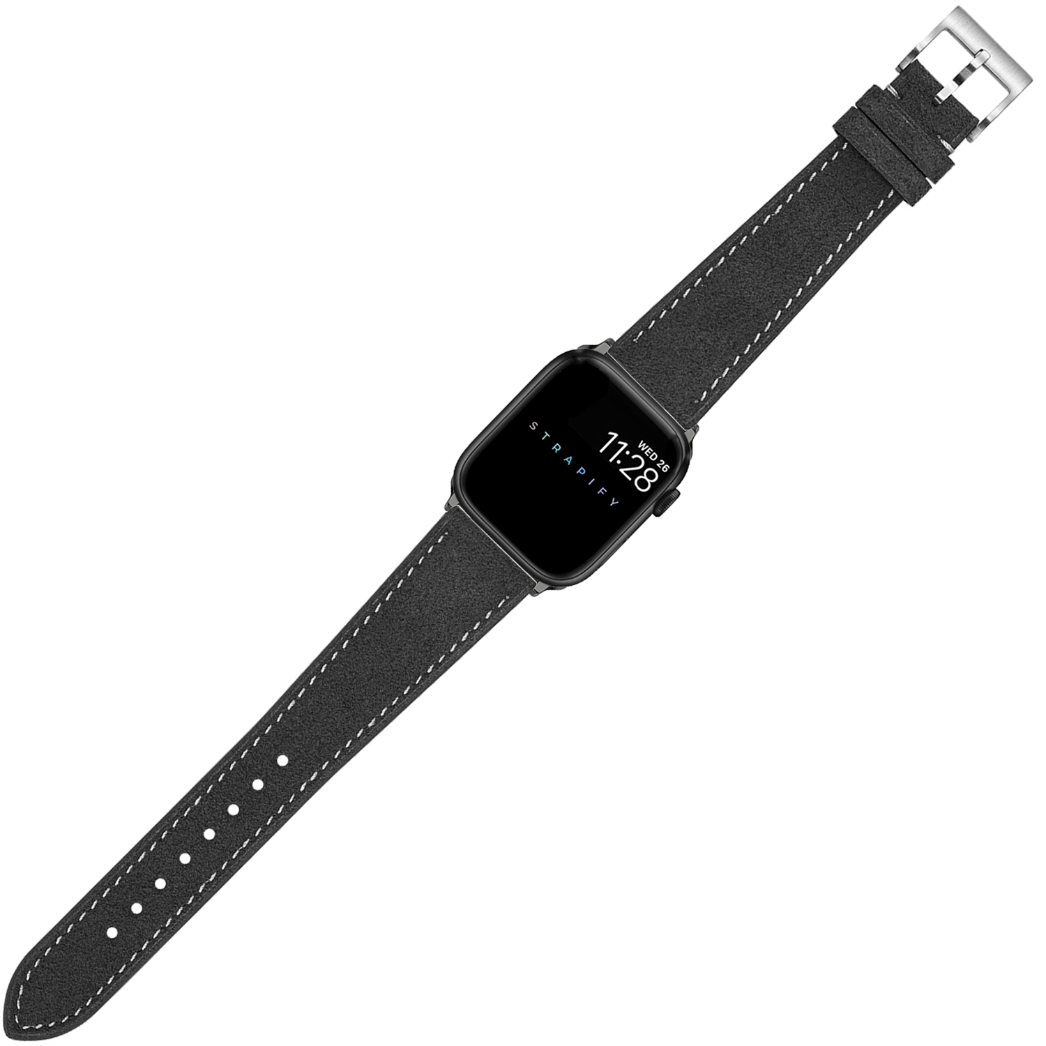 [Fitbit Charge 3 / 4] Alcantara Leather - Dark Grey | White Stitching
