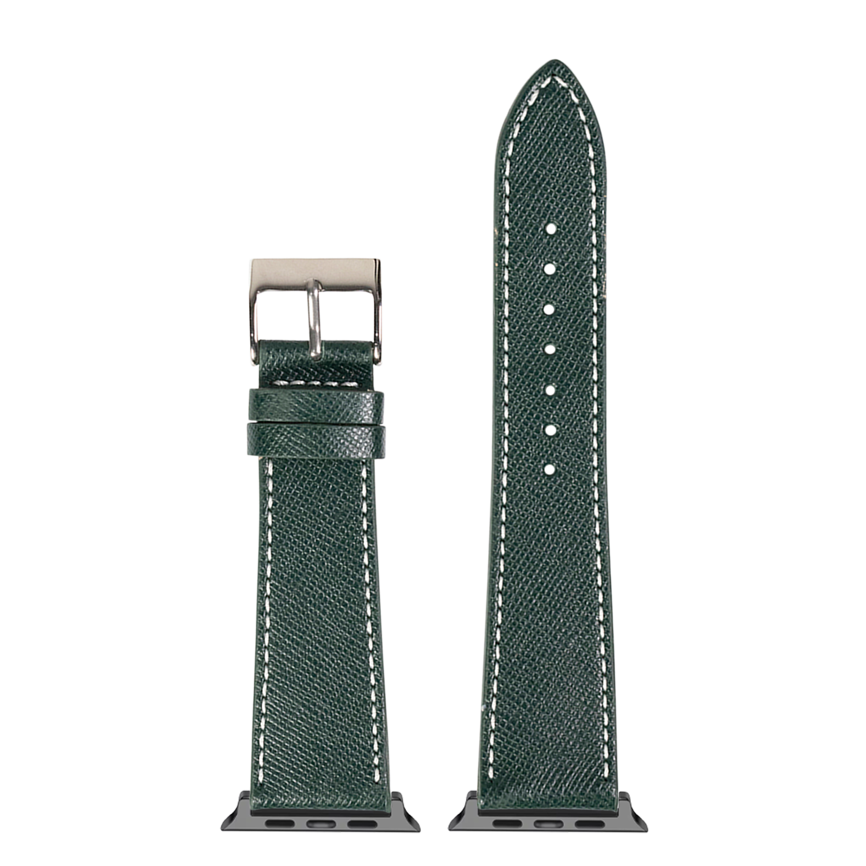 [Apple Watch] Saffiano Leather - Forest Green with White Stitching