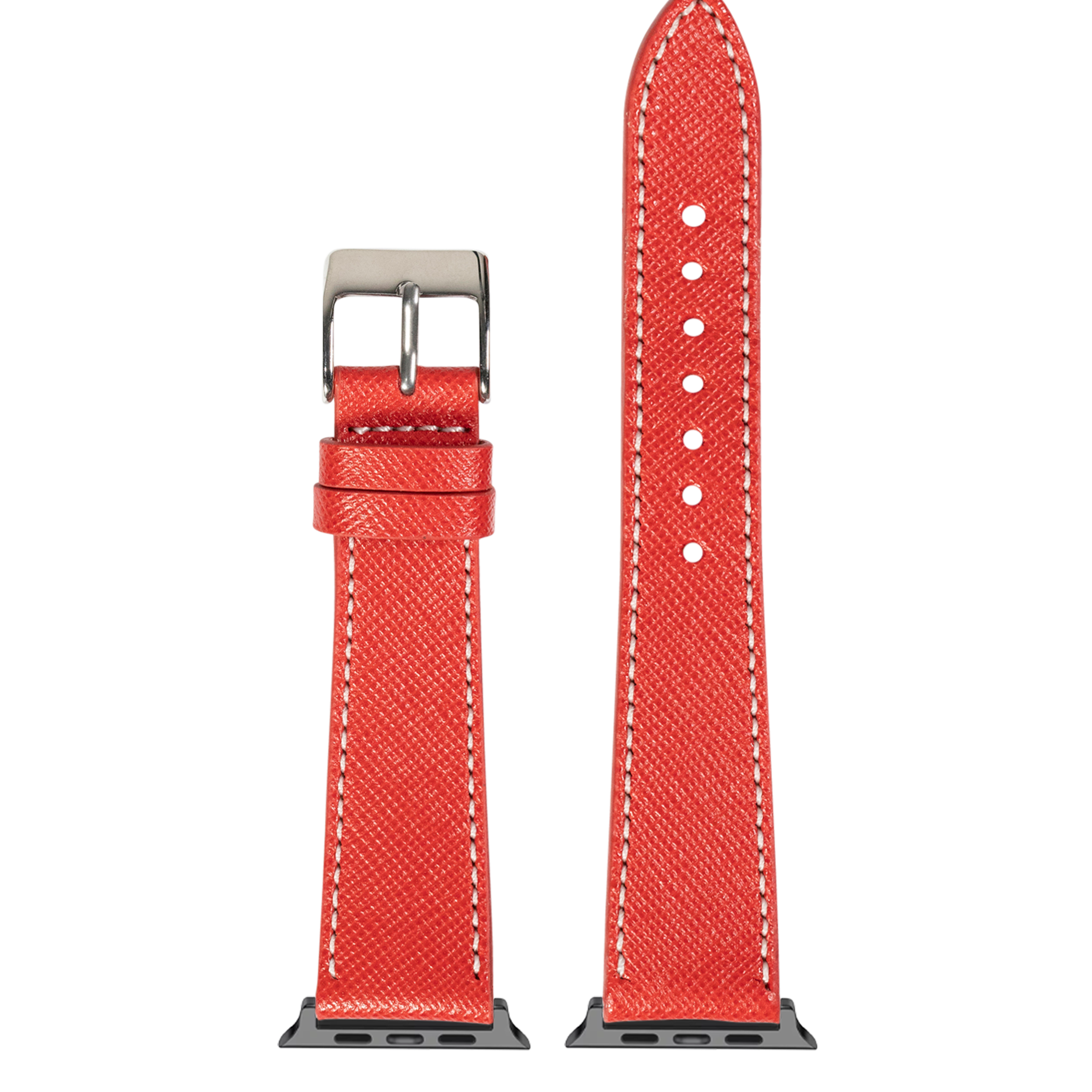 [Apple Watch] Saffiano Leather - Red with White Stitching