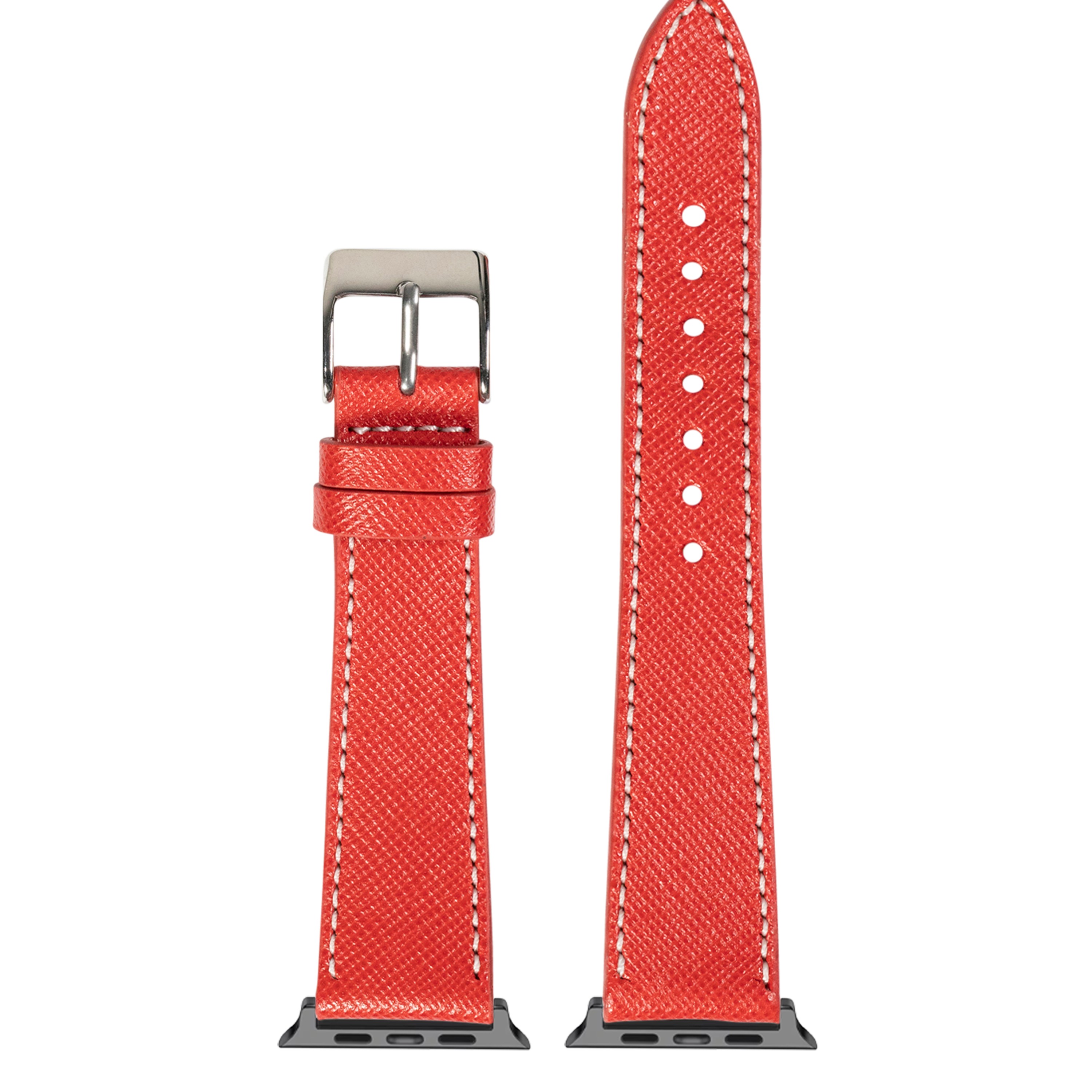 [Fitbit Charge 3 / 4] Saffiano Leather - Red with White Stitching