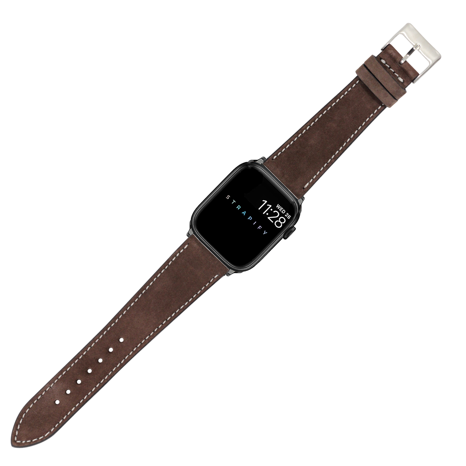 [Apple Watch] Nubuck Leather - Coffee Brown | White Stitching