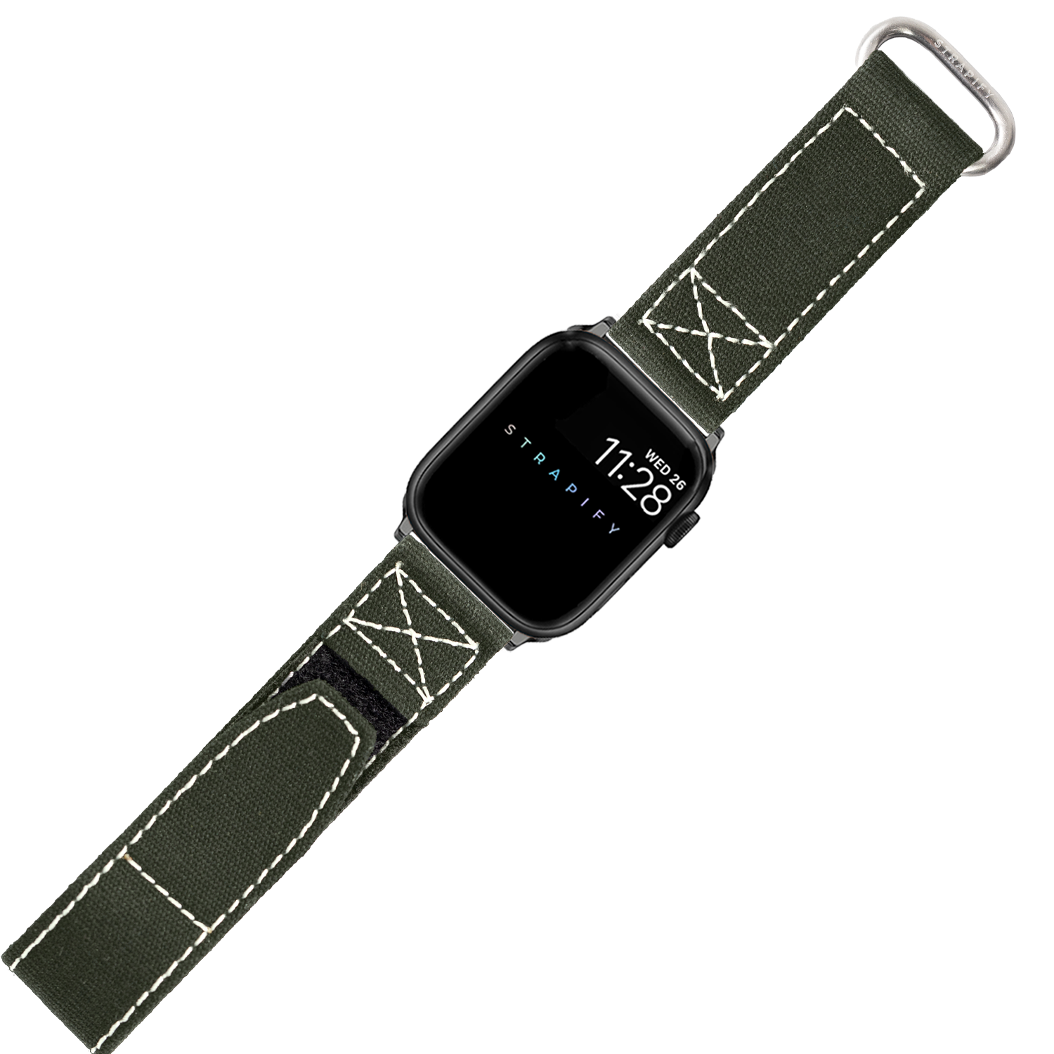 [Apple Watch] Military Velcro - Army Green | White Stitching