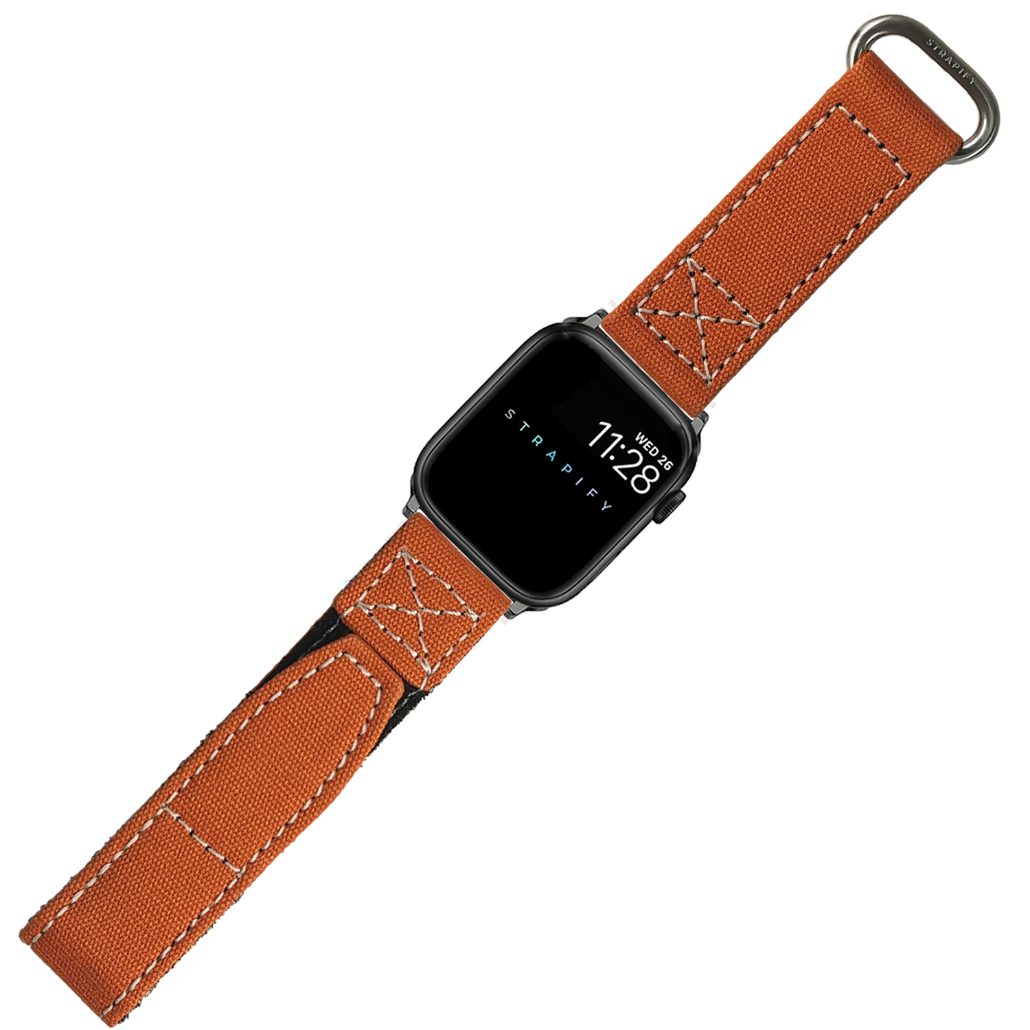 [Apple Watch] Military Velcro - Orange | White Stitching