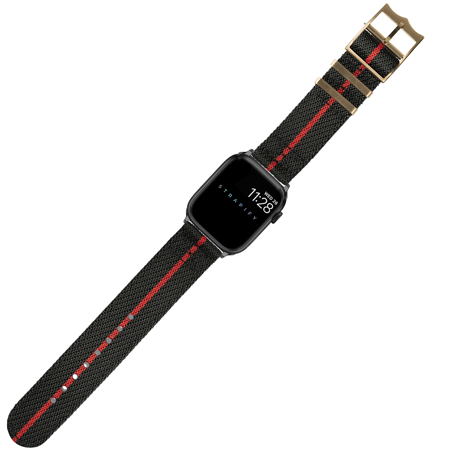 [Apple Watch] Cross Militex - Black / Red [Rose Gold Hardware]