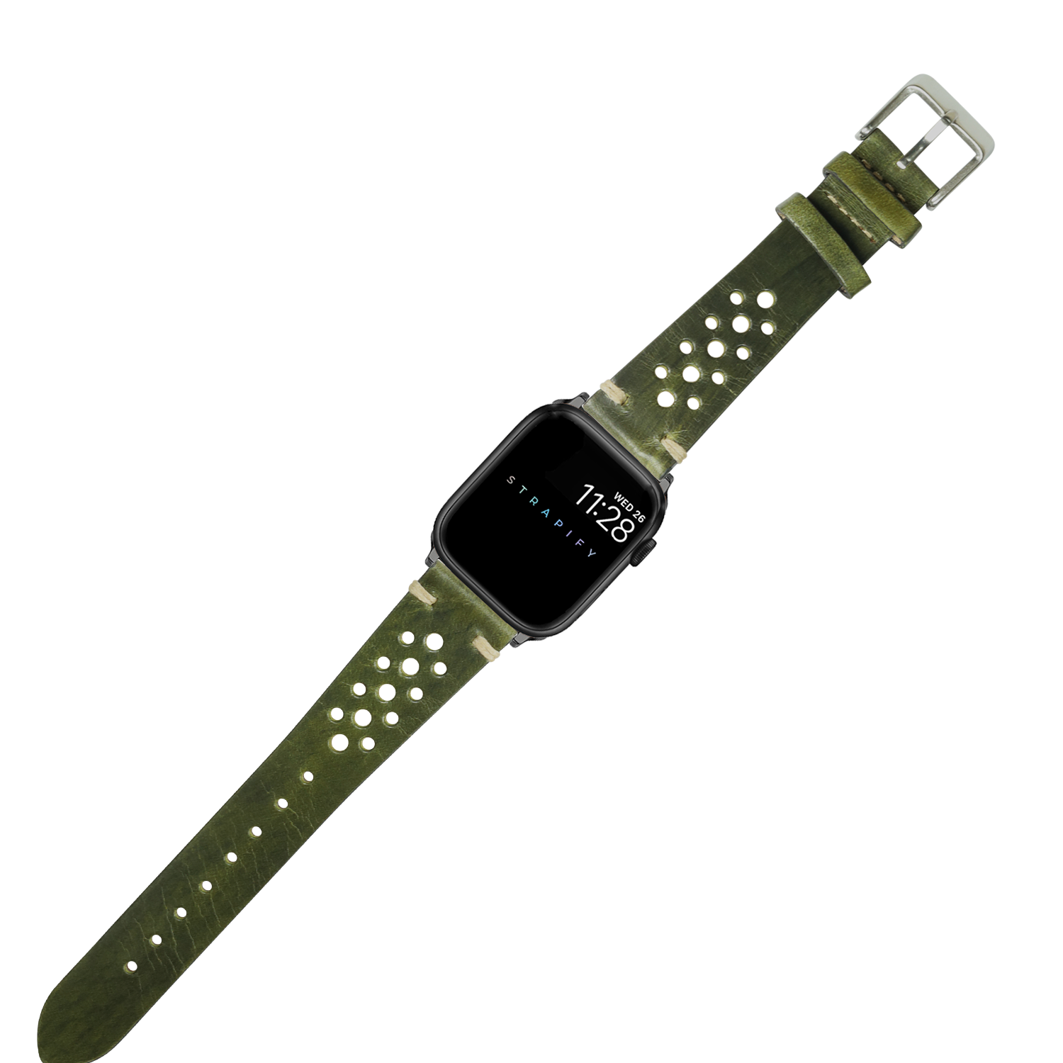 [Apple Watch] Vintage Rally Leather - Smoked Amazon Green