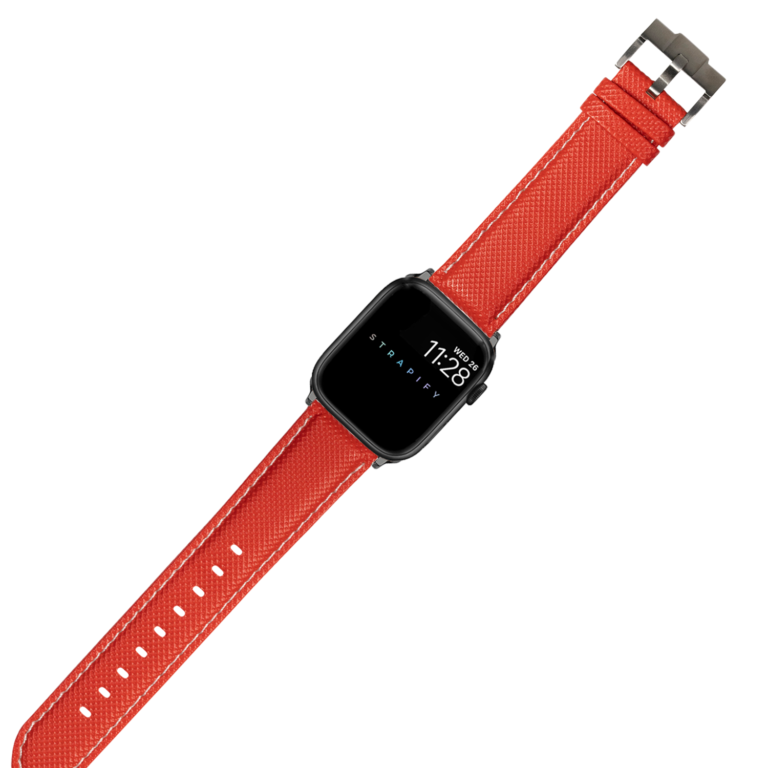 [Apple Watch] Sailcloth - Red with White Stitching