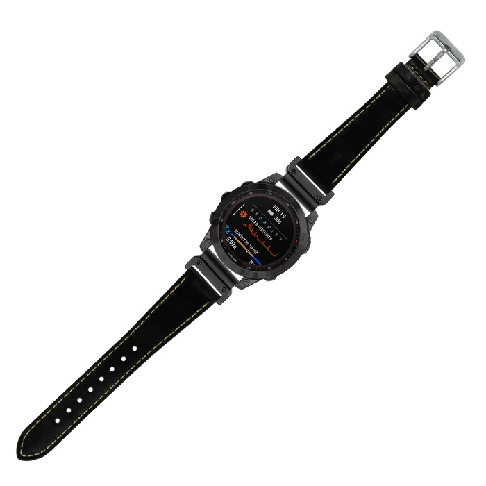 [QuickFit 20mm] Vintage Leather - Smoked Black | Contrast Stitching