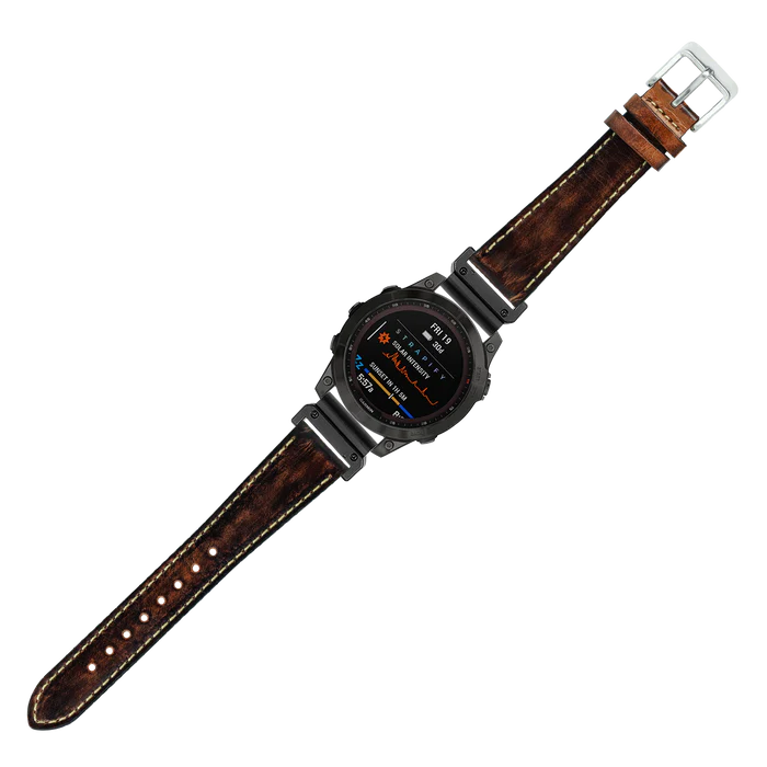 [QuickFit 20mm] Vintage Leather - Smoked Brown | Contrast Stitching