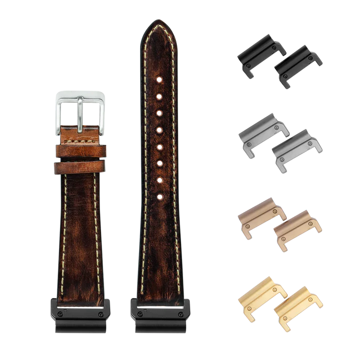 [QuickFit 20mm] Vintage Leather - Smoked Brown | Contrast Stitching