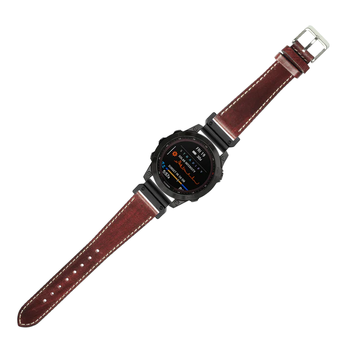 [QuickFit 20mm] Vintage Leather - Smoked Dark Brown | Contrast Stitching