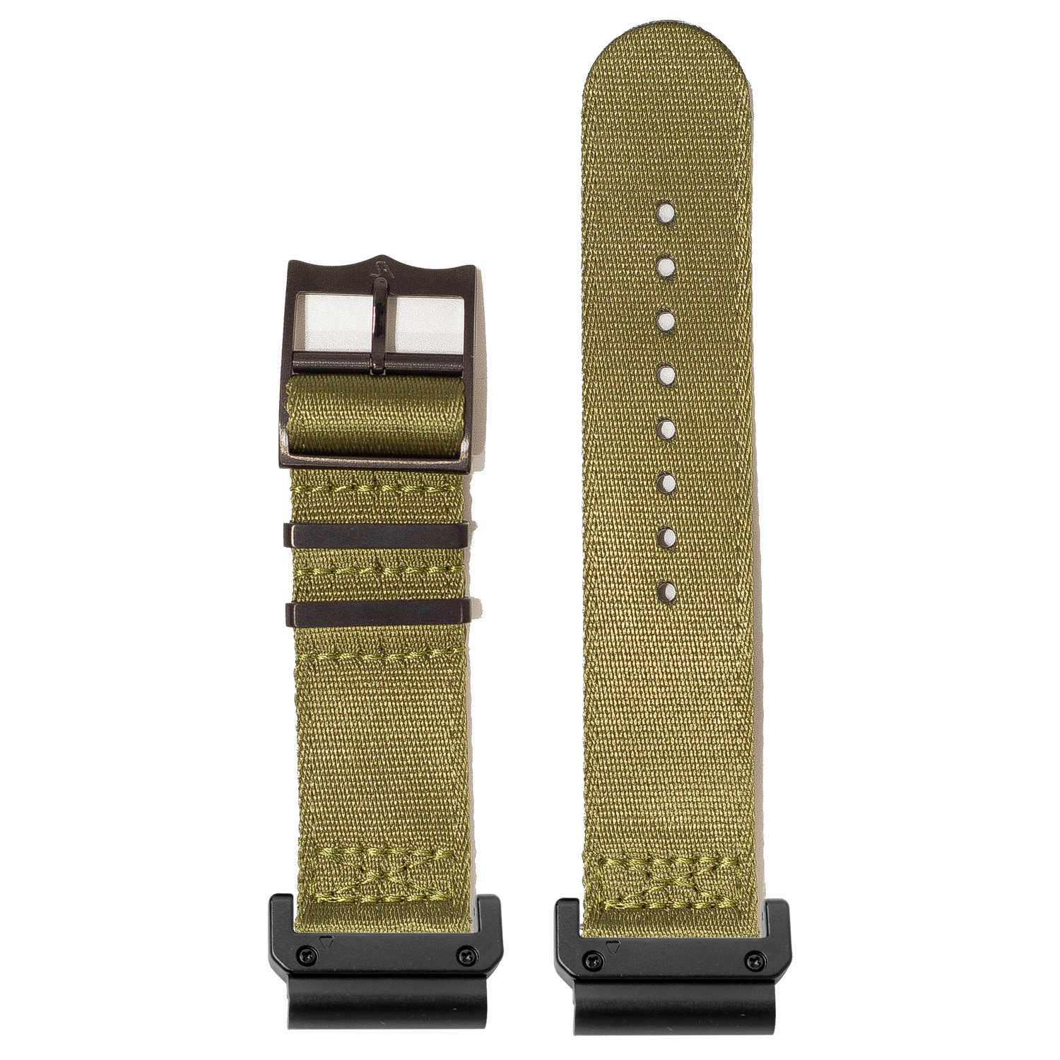 Watch strap with QuickFit 20mm adapters attached to both ends - flat lay