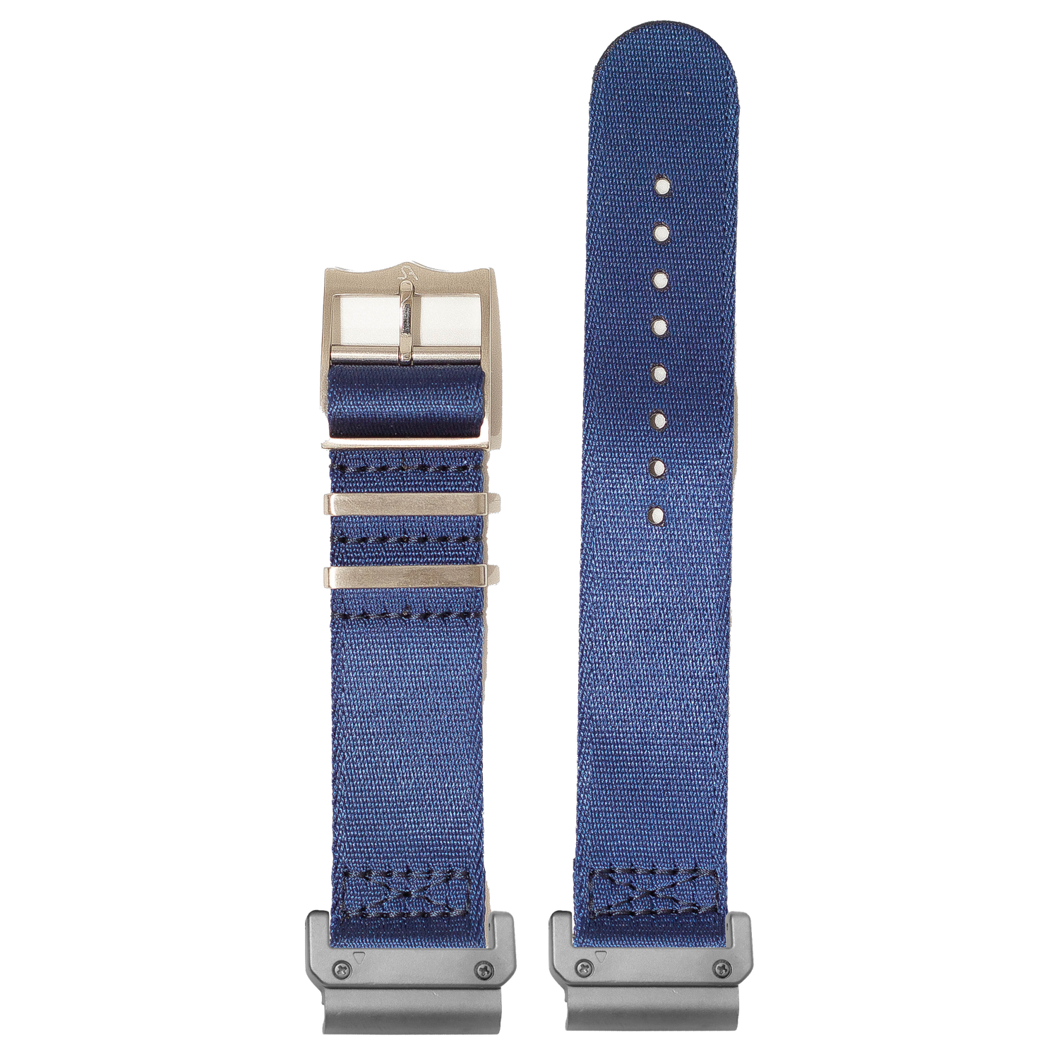 Watch strap with QuickFit 20mm adapters attached to both ends - flat lay
