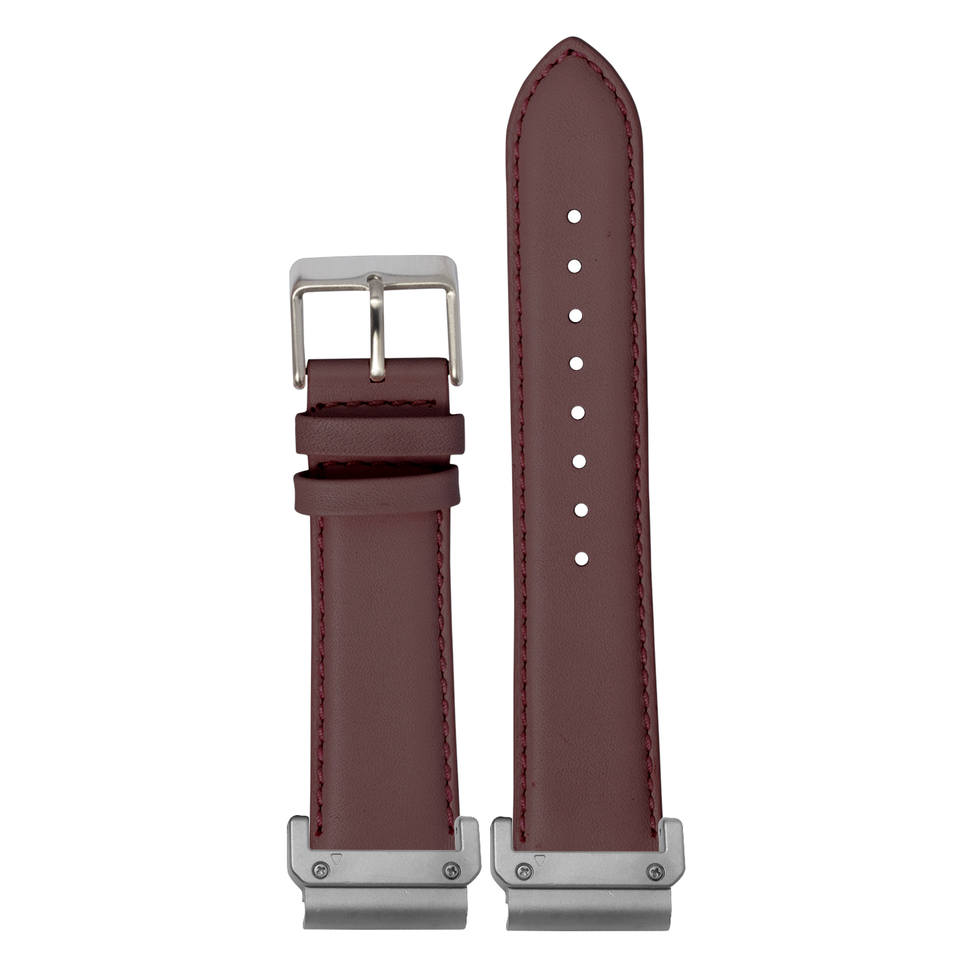 Padded Leather Bordeaux strap with QuickFit adapters attached to both ends