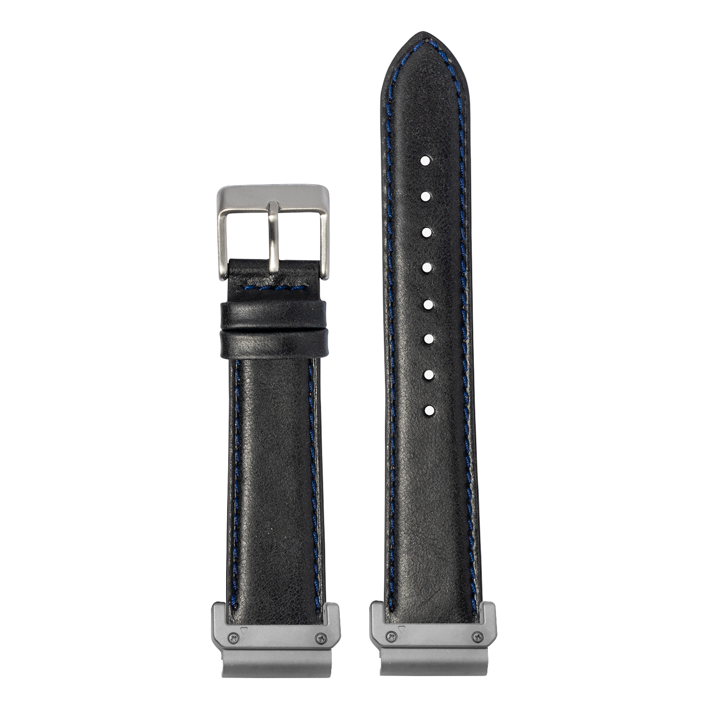 Padded Leather Navy Blue strap with QuickFit adapters attached to both ends