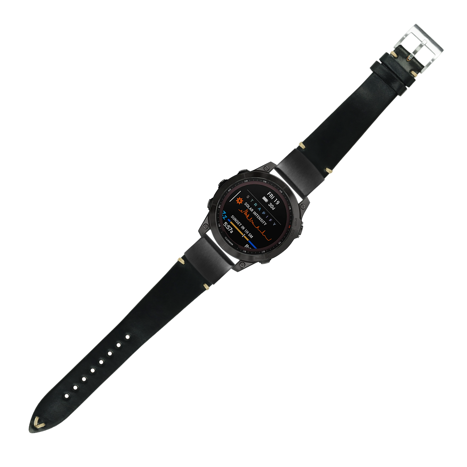 Black Horween Shell Cordovan QuickFit watch band 20mm with vintage leather strap and silver buckle