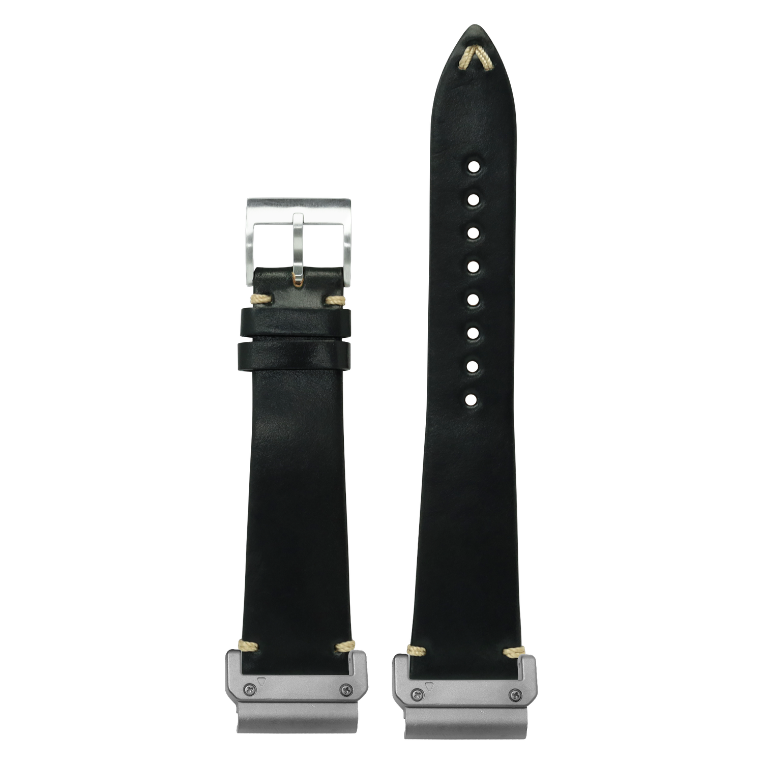 Watch strap with QuickFit 20mm adapters attached to both ends - flat lay